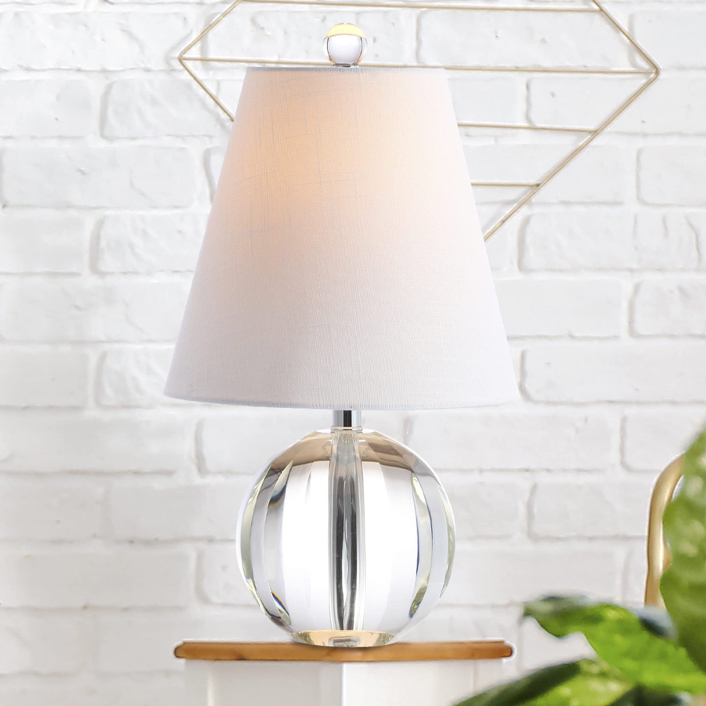 JONATHAN Y JYL2079A Goddard 16" Kristallkugel/Metall LED-Tischlampe, glamouröse Übergangs-Nachttischlampe für Schlafzimmer, Wohnzimmer, Büro, College, Bücherregal, LED-Glühbirne enthalten, klar