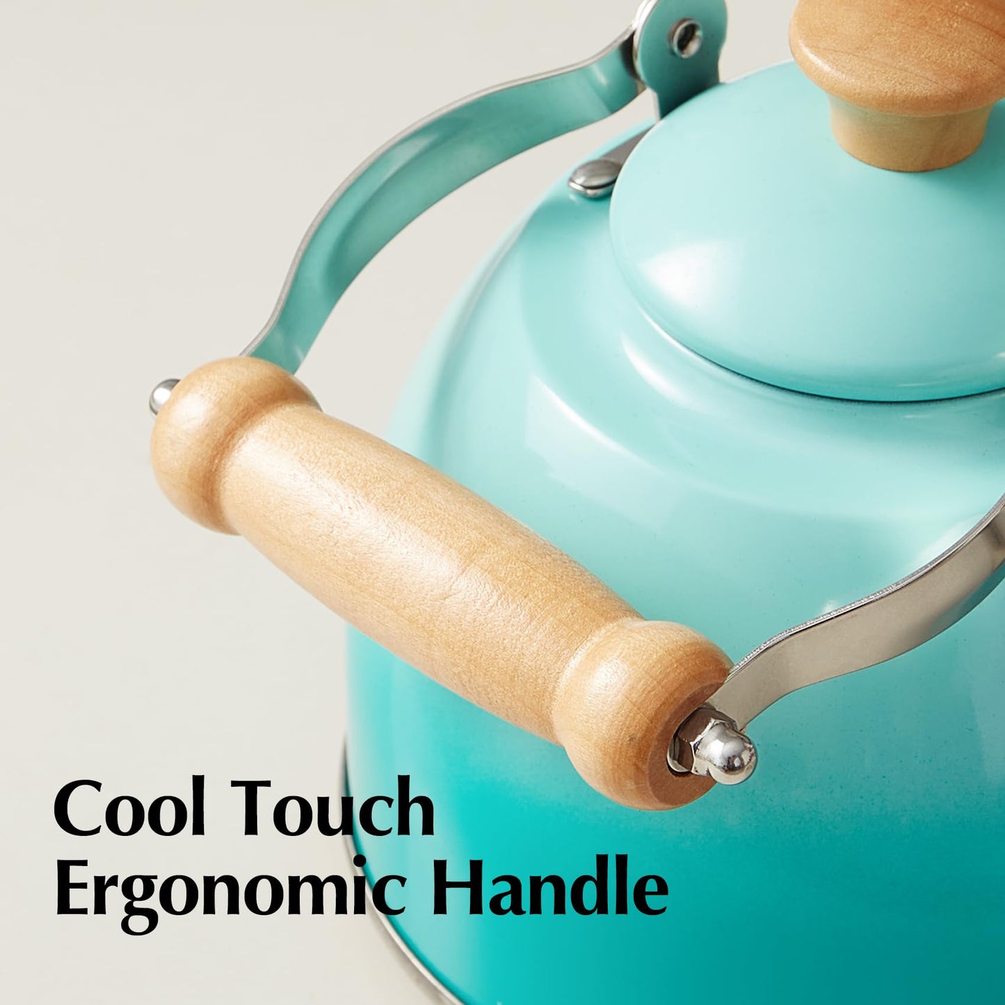 ROCKURWOK Tea Kettle, Tea Pot with Cool Touch Ergonomic Handle, Tea Kettle Food Grade Stainless Steel, Tea Kettle Stovetop, Kettle Teapot, Whistling Tea Kettle, Small Tea Kettle, 1.6 Quart (Yellow)
