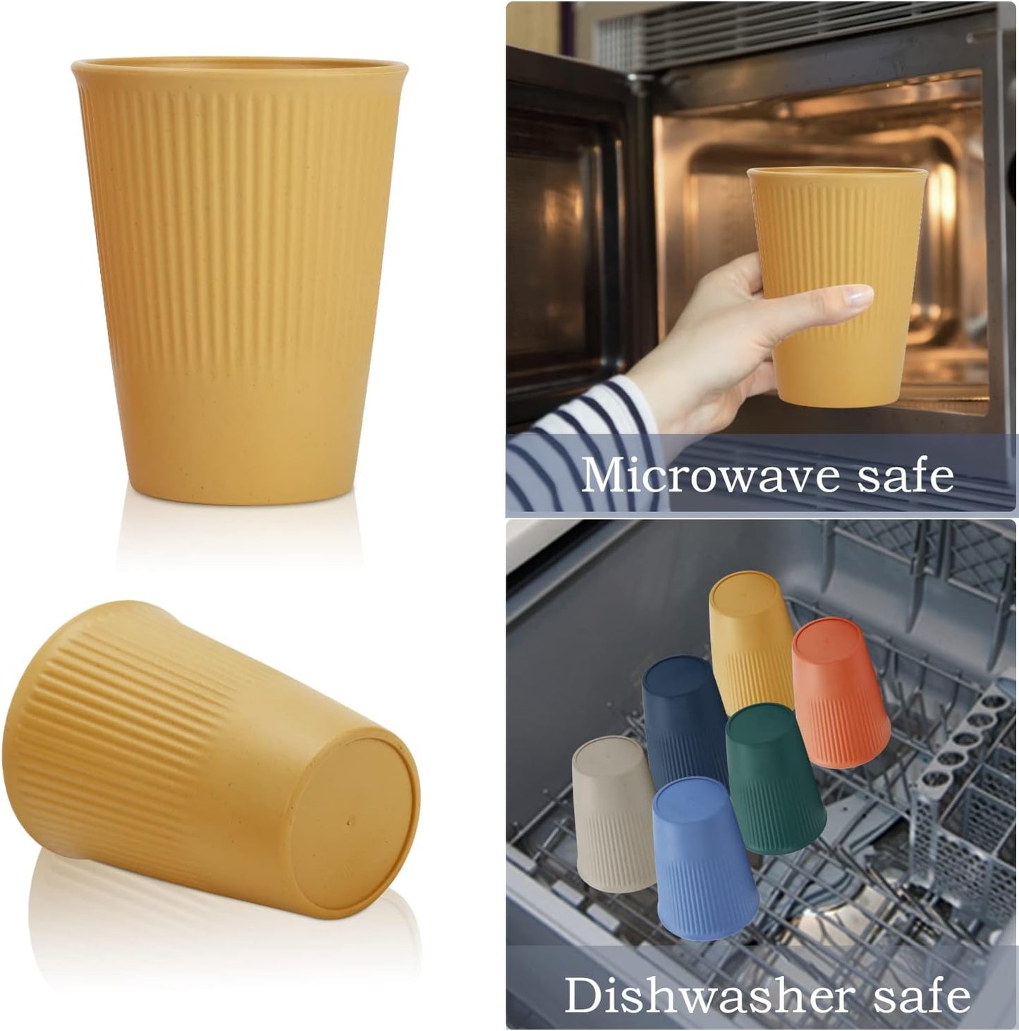 Homienly Becher mit Weizenstrohhalm, Plastikbecher, unzerbrechliche Trinkbecher, wiederverwendbare, spülmaschinenfeste Wassergläser, stapelbare Plastik-Wasserbecher in mehreren Farben (20 OZ, 8 Stück)