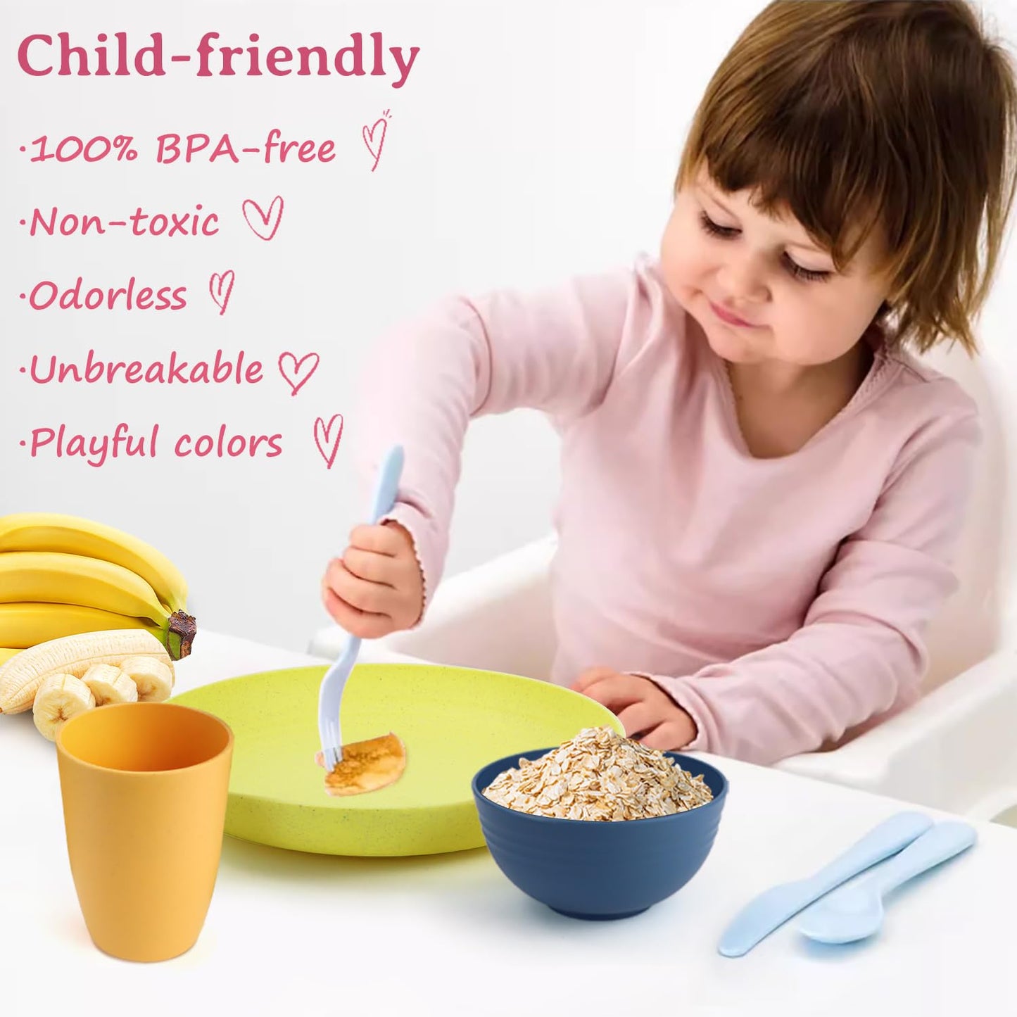 Homienly Tiefe Essteller, 8er-Set, Alternative zu Plastiktellern, mikrowellen- und spülmaschinenfeste Weizenstrohteller für die Küche, unzerbrechliche Kinderteller in 4 Farben (klassisch hell, 9 Zoll)