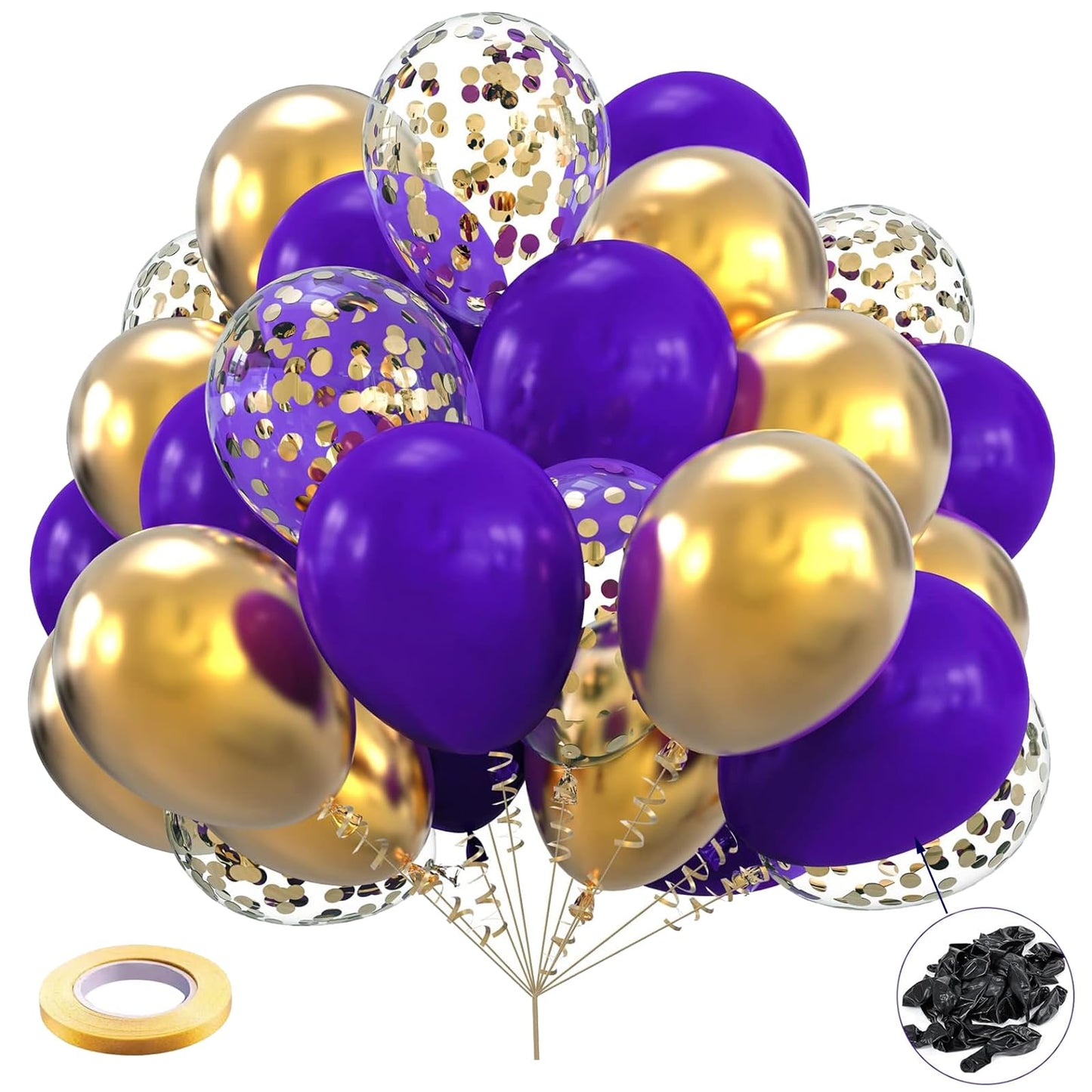 White and Gold Balloons 12 inch, 60pcs Gold and White Party Balloons with Gold Confetti Balloons for Wedding Baby Shower Birthday Bridal Shower Baptism Party Decoration