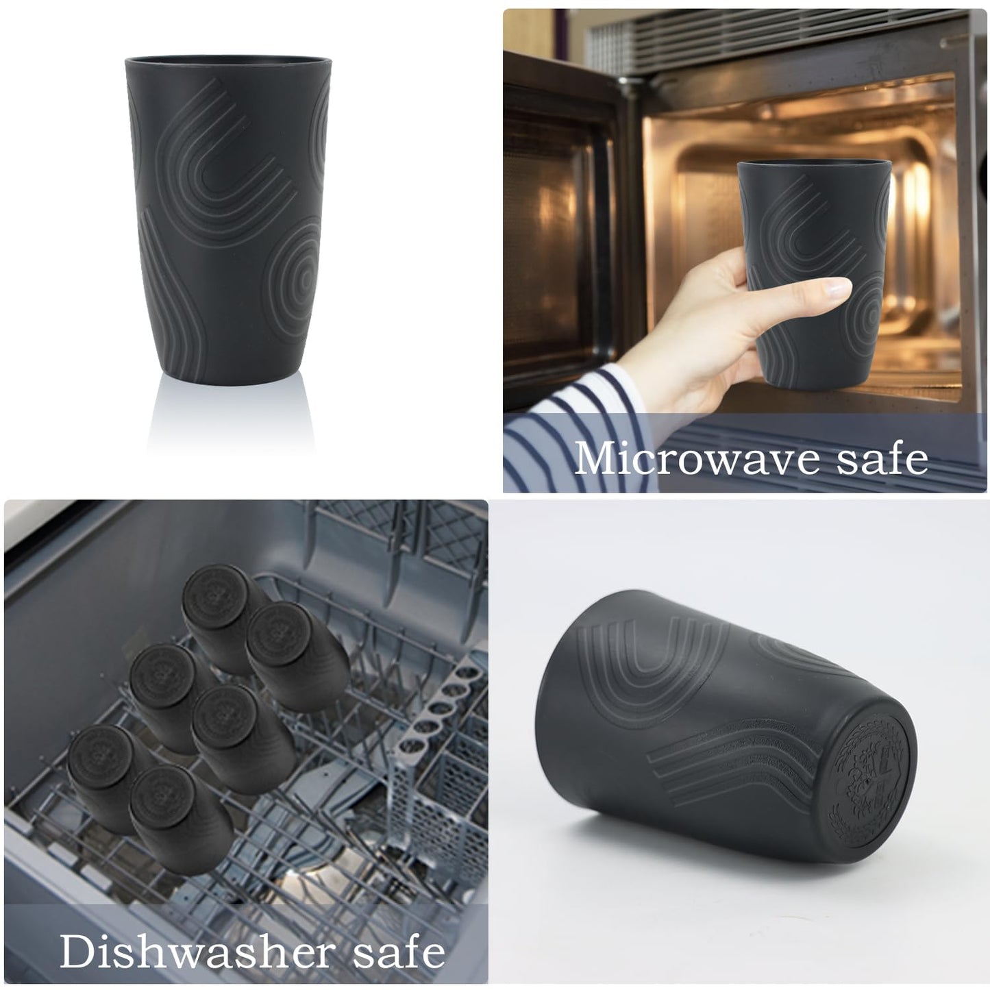 Wheat Straw Cups 8 PCS Good Alternative to Plastic Reusable Cups 20 oz Unbreakable Drinking Cup Reusable Dishwasher Safe Water Plastic Glasses Colorful Series