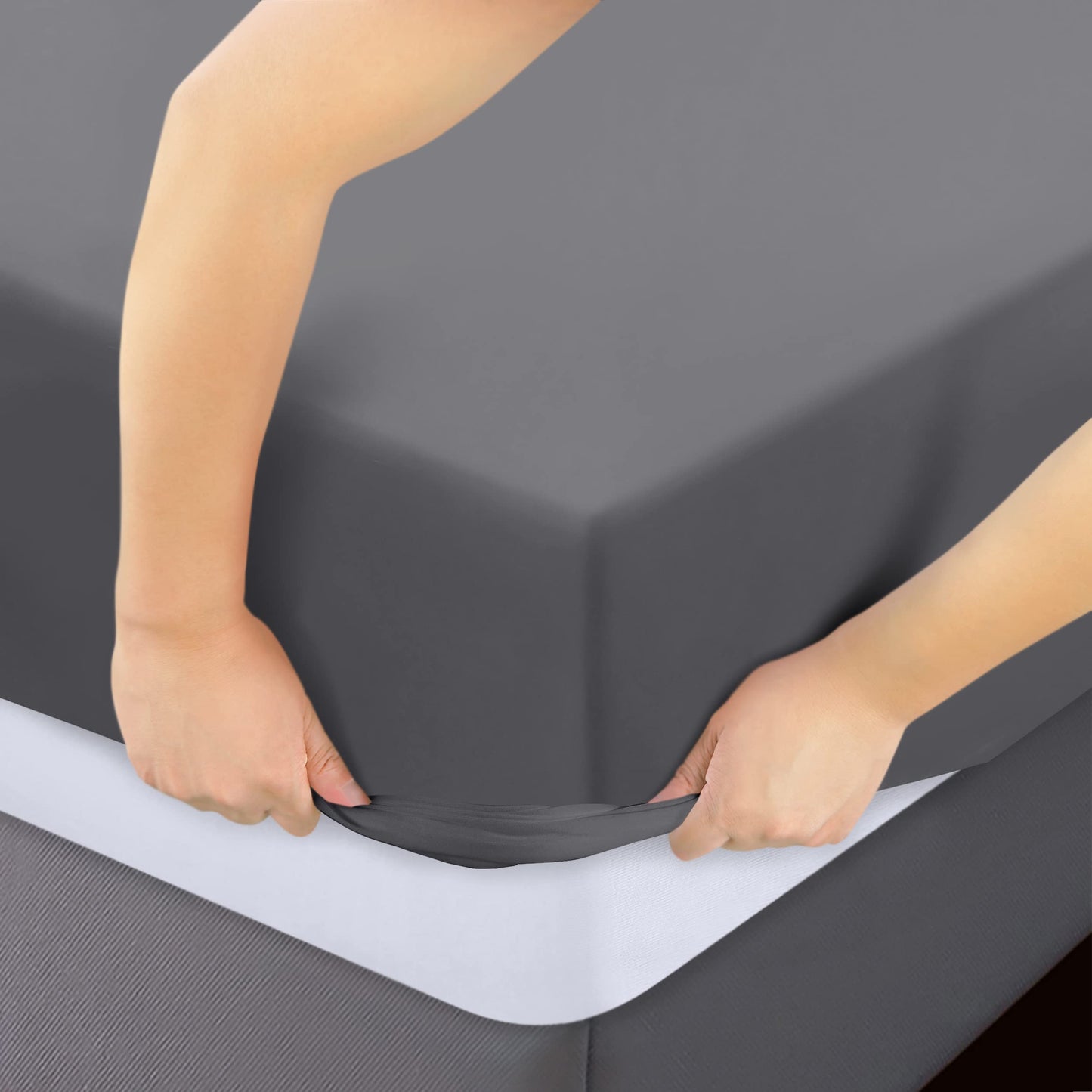 Utopia Bedding Spannbettlaken für Queensize-Betten – Großpackung mit 6 Spannbettlaken – weiche gebürstete Mikrofaser – tiefe Taschen – schrumpft und verblasst nicht – pflegeleicht (grau)
