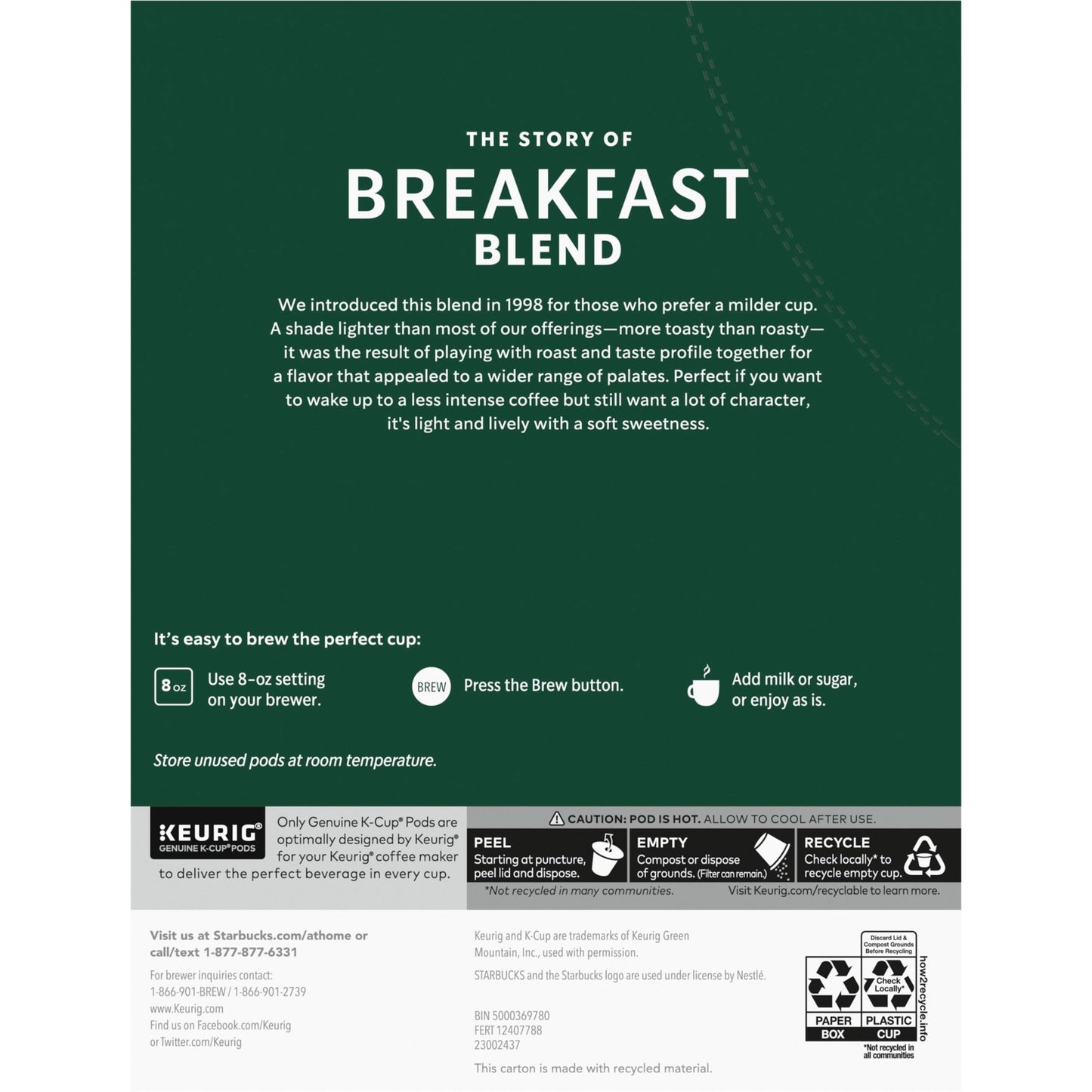 Starbucks K-Cup-Kaffeepads, natürlich aromatisiertes Kaffee-Vielfaltspaket für Keurig-Kaffeemaschinen, 100 % Arabica, 1 Schachtel (40 Pads)