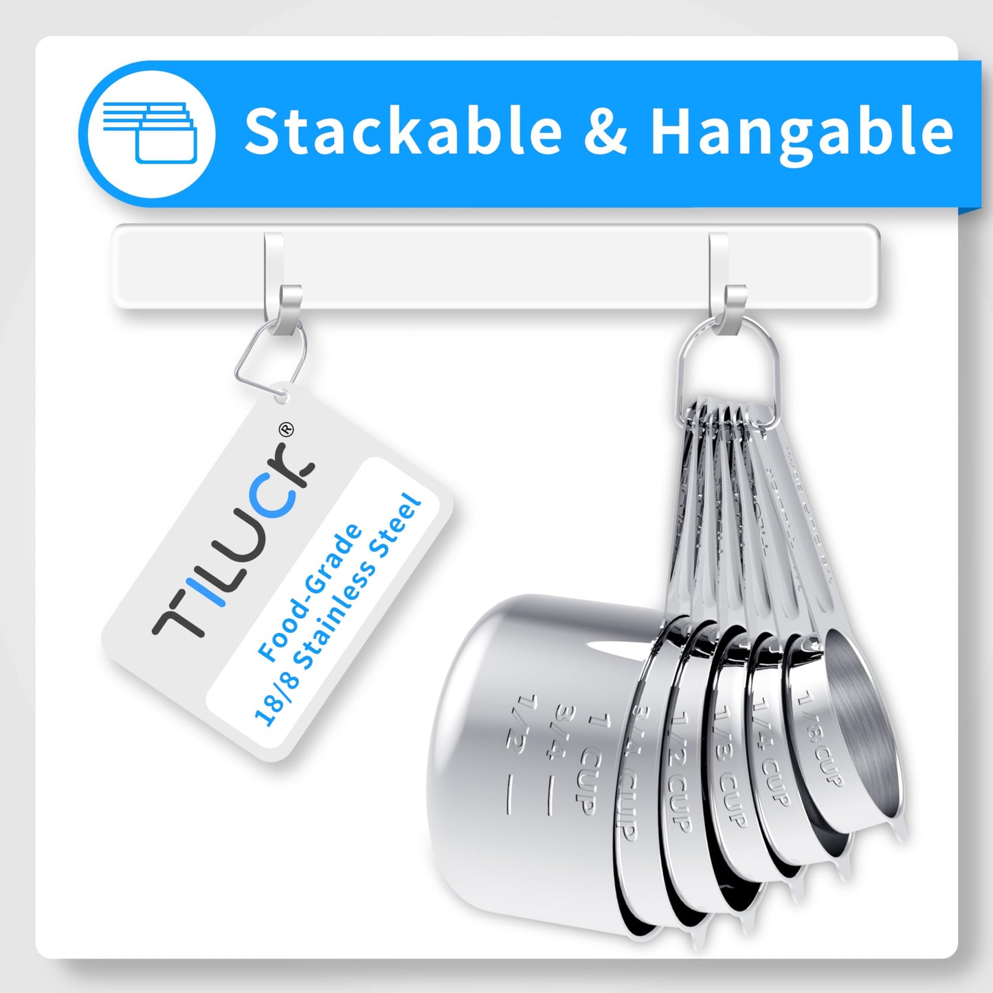 TILUCK Stainless Steel Measuring Cups & Spoons Set