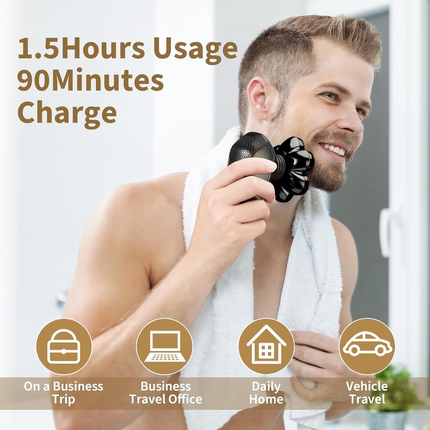 Detachable Head Shavers, SHPAVVER 5 in 1 Electric Razor IPX7 Waterproof for Bald Men, Wet Dry LED Display Rechargeable 7D Rotary Shaver Grooming Kit with Type C Charge A
