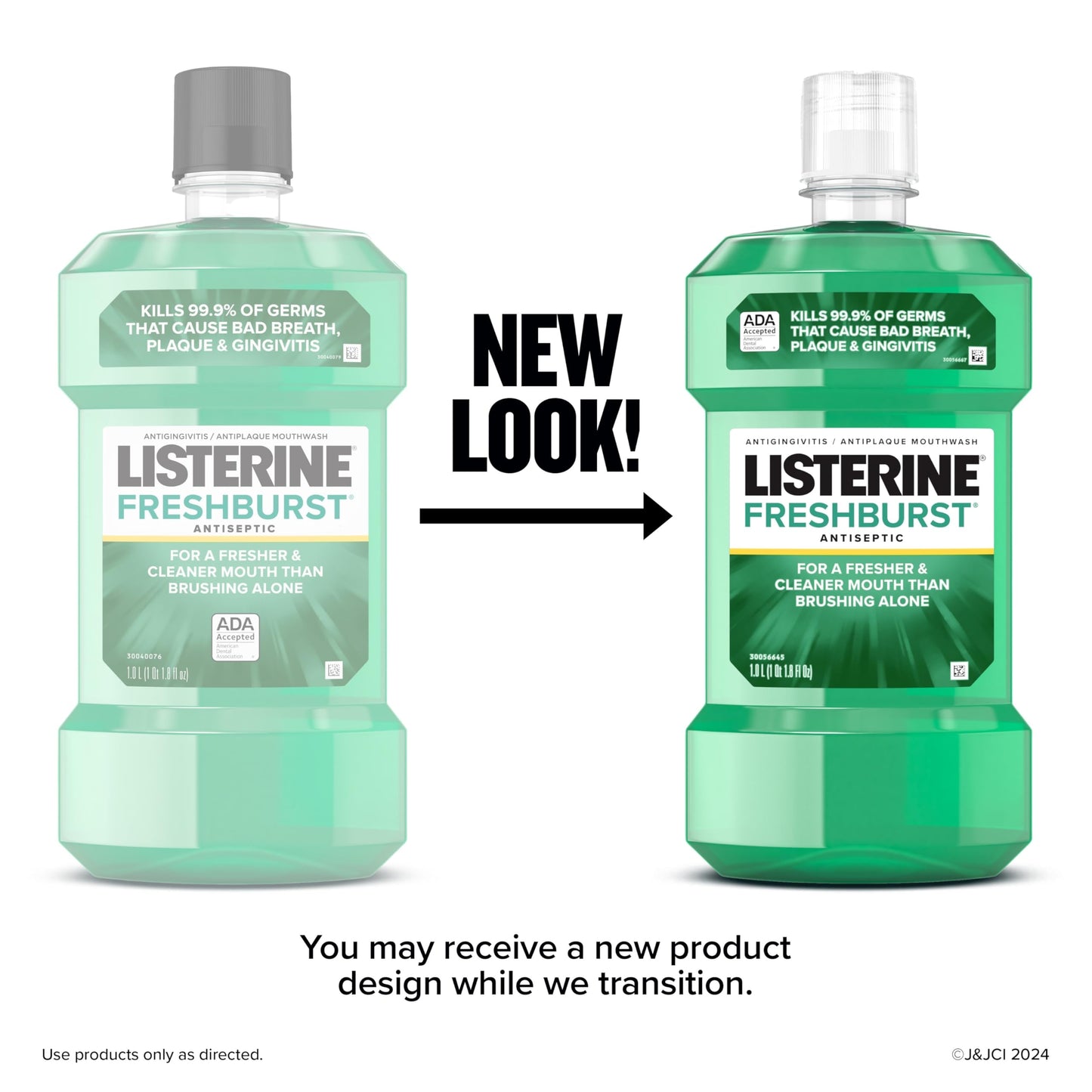 Listerine Freshburst Antiseptic Mouthwash for Bad Breath, Kills 99% of Germs That Cause Bad Breath & Fight Plaque & Gingivitis, ADA Accepted Mouthwash, Spearmint, 1 L