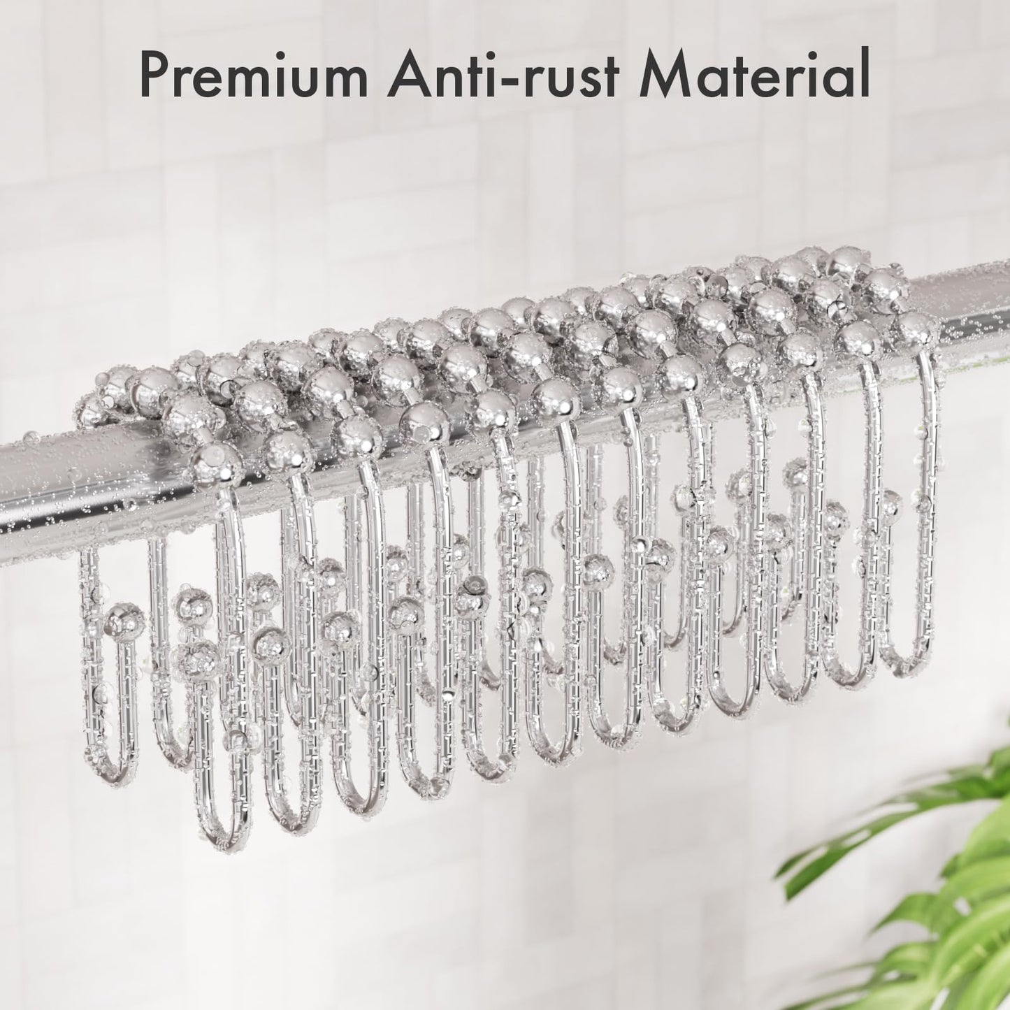 AmazerBath Duschvorhanghaken, Duschvorhangringe aus Metall, rostfrei, doppelseitige Duschvorhanghaken für Duschvorhangeinlage, glatte Duschhakenringe aus gebürstetem Nickel für Badezimmer, 12er-Set