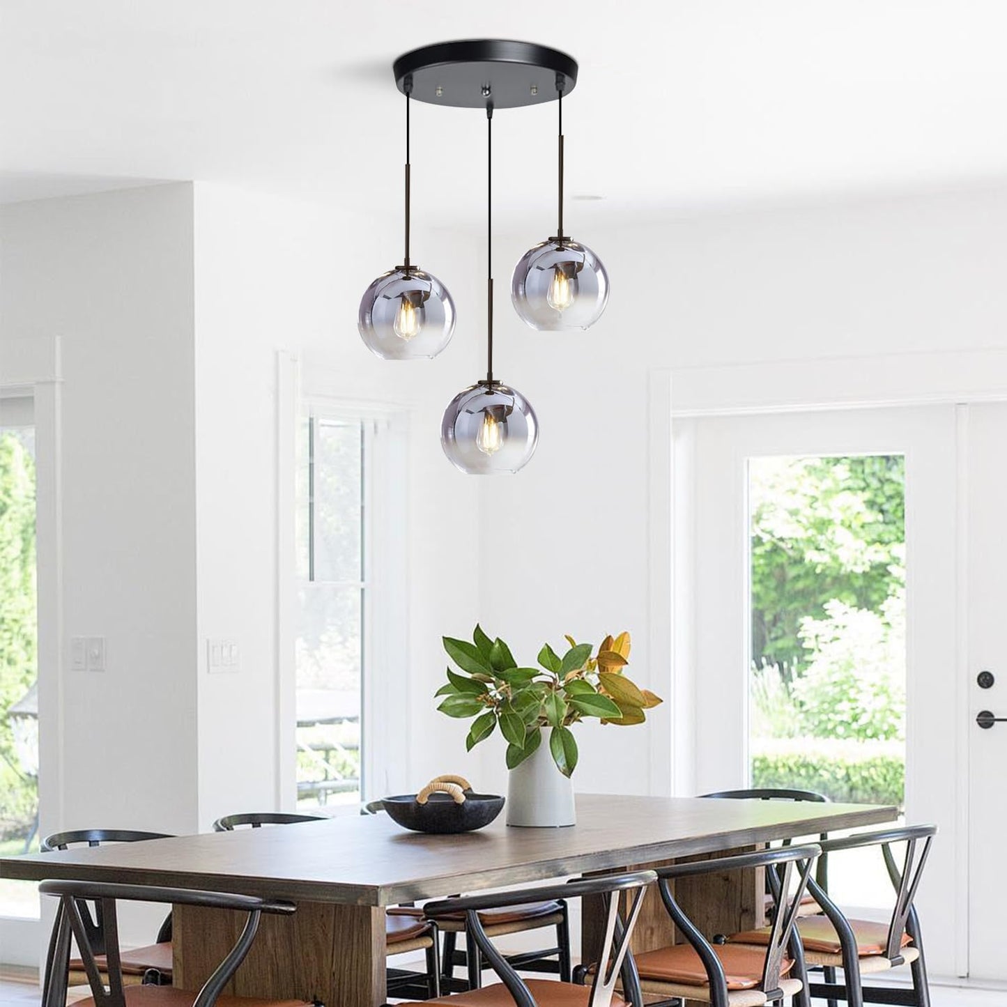 KCO Lighting Gold Cluster Pendelleuchte 3-flammige Cluster Pendelleuchte Große Glaspendelleuchten Kücheninsel Bubble Globe Kronleuchter Mid Century Modern Hängeleuchte