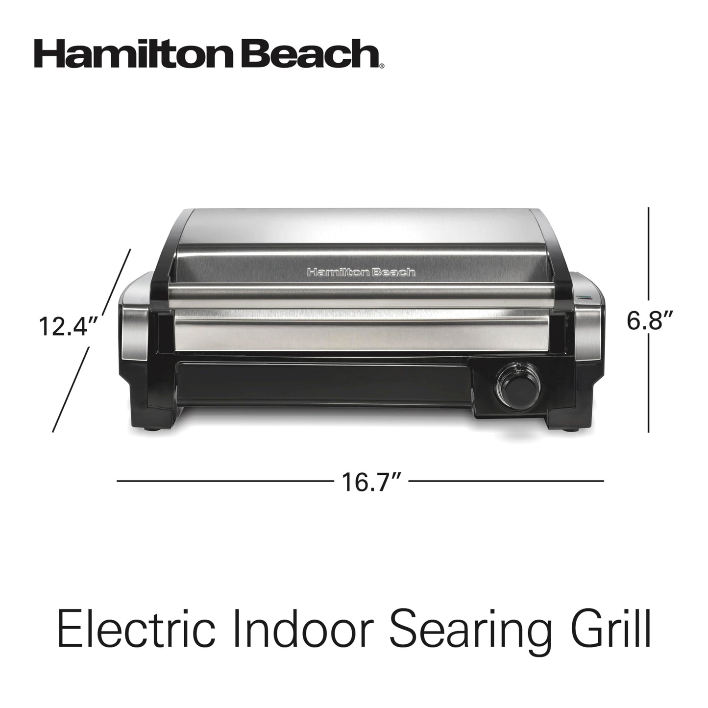 Electric Indoor Searing Grill – 118 sq. in., Viewing Window, Adjustable Temp to 450°F, Stainless Steel