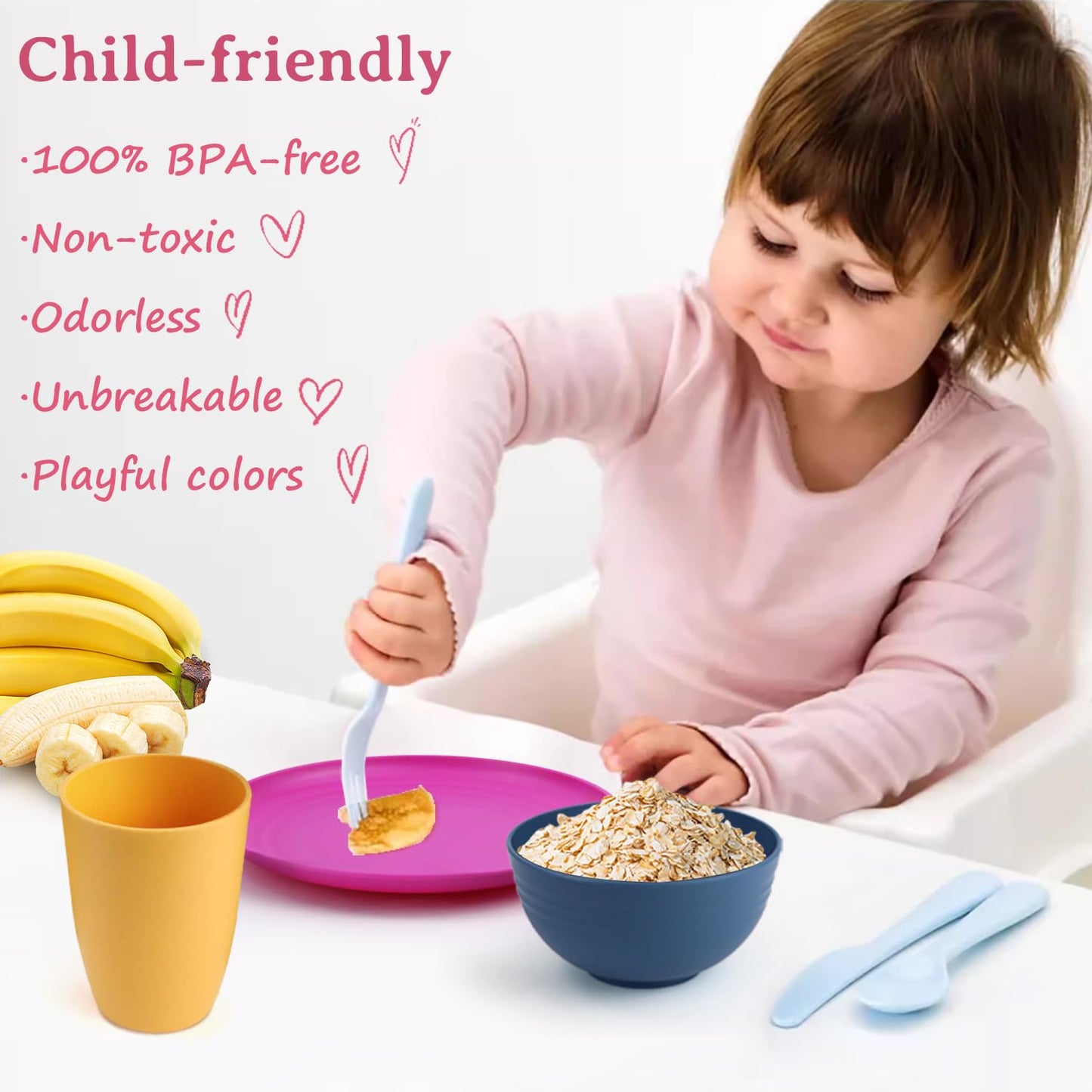 Homienly Tiefe Essteller, 8er-Set, Alternative zu Plastiktellern, mikrowellen- und spülmaschinenfeste Weizenstrohteller für die Küche, unzerbrechliche Kinderteller in 4 Farben (klassisch hell, 9 Zoll)