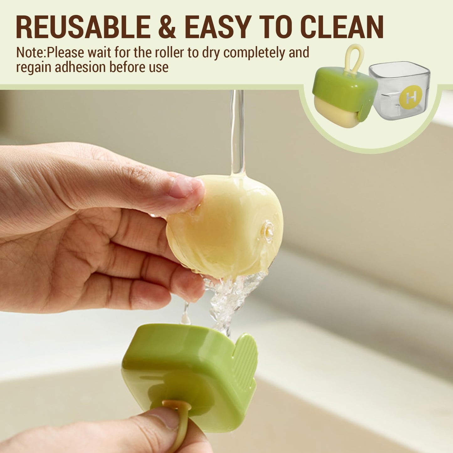 Lint Rollers for Pet Hair,Washable Sticky Roller Reusable Lint Remover Portable Pet Hair Remover for Clothes,Travel Household (Beige)