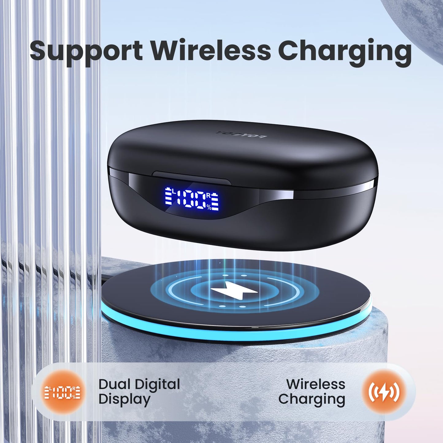 Wireless Earbuds Bluetooth Headphones 90Hrs Playtime Ear Buds IPX7 Waterproof Sports Earphones Wireless Charging Case Over-Ear Earhooks Headest