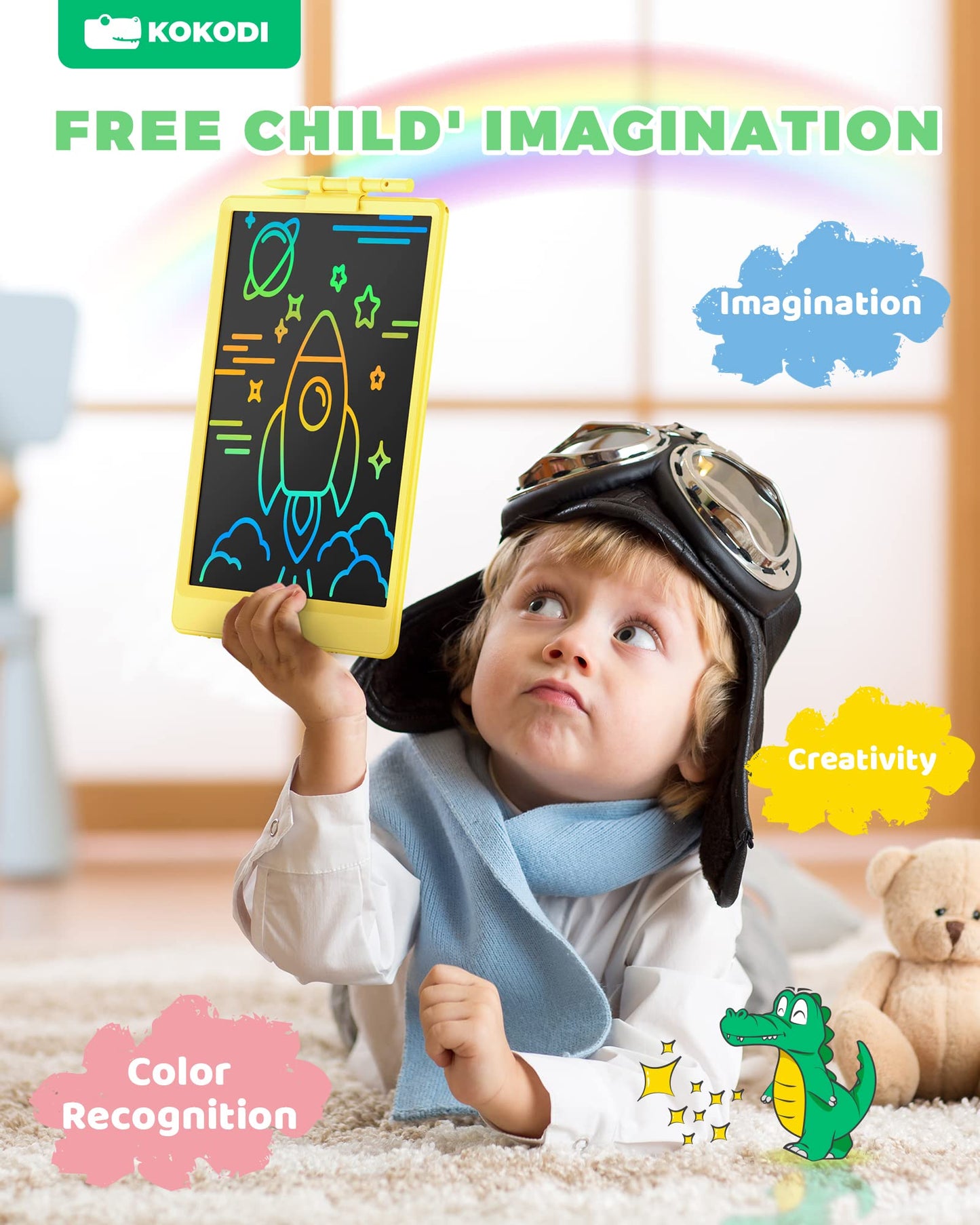 KOKODI LCD Writing Tablet, Valentines Day Gifts for Kids,10 Inch Colorful Toddler Doodle Board Drawing Tablet, Erasable Reusable Electronic Drawing Pads, Educational and Learning Toys for Kids