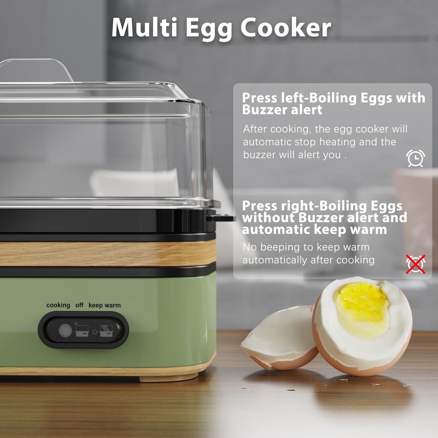 Rapid Egg Cooker Electric 6 Eggs Capacity, Soft, Medium, Hard Boiled, Poacher, Omelet Maker Egg Poacher With Auto Shut-Off, BPA Free