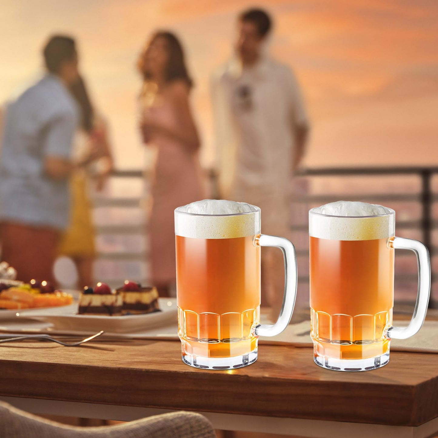 20 OZ Bierkrüge, große, klare deutsche Biergläser mit Henkel für Männer, 2er-Set