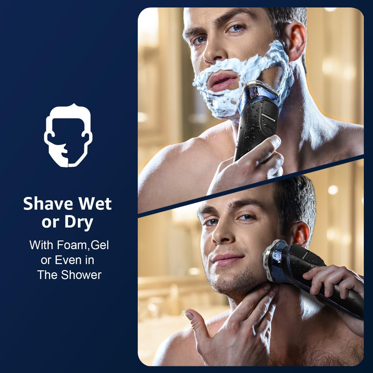 Rechargeable Electric Razor for Men: IPX6 Waterproof Shaver - 1.5H Fast Charge, 4D Flex Precision Blades with Pop-Up Trimmer - Gentle on Sensitive Skin, Perfect for Travel
