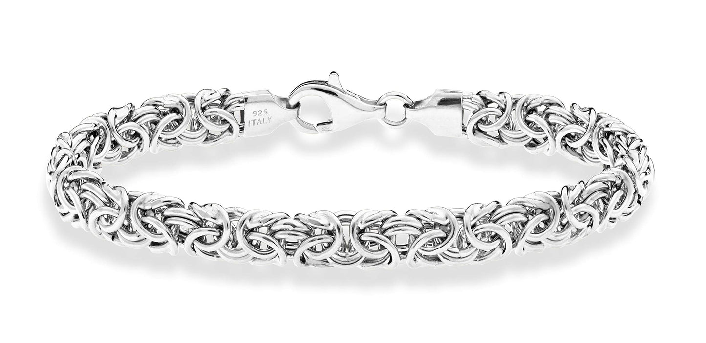 Miabella Italienisches 925er Sterlingsilber-Byzantinisches Armband für Damen, handgefertigt in Italien