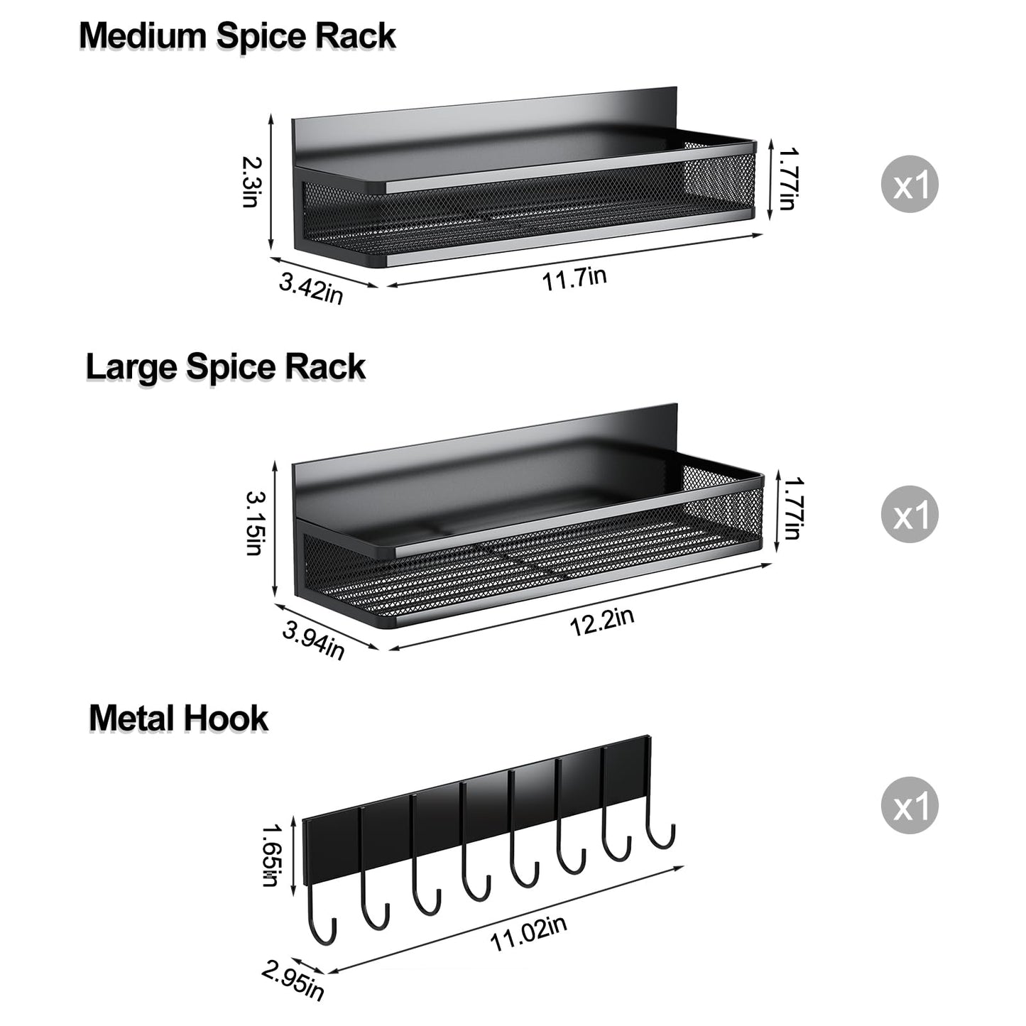 Magnetic Spice Rack for Refrigerator, 6 Pack Magnetic Shelf, Fridge Magnet Organizer with Moveable 12 Hooks, Magnetic Fridge Shelf for Kitchen Organization and Storage (6 Pack)
