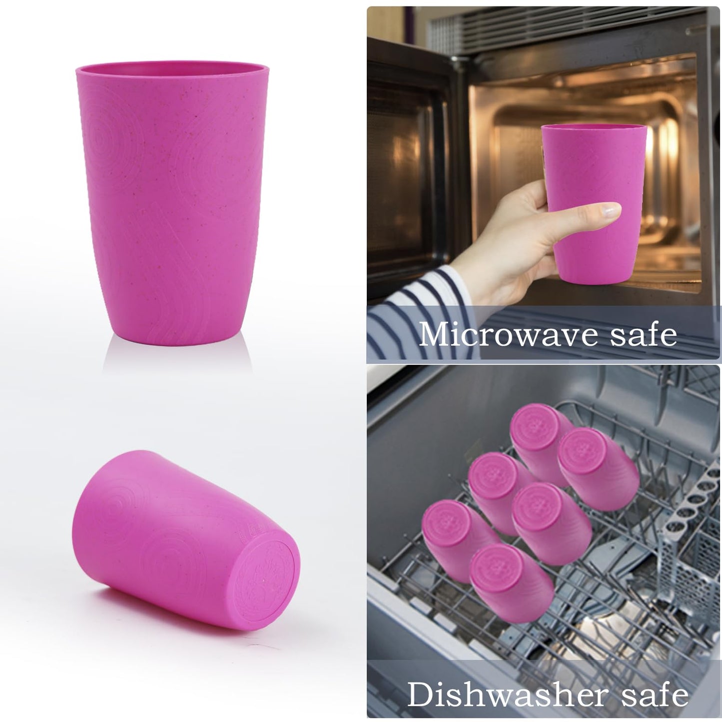 Homienly Becher mit Weizenstrohhalm, Plastikbecher, unzerbrechliche Trinkbecher, wiederverwendbare, spülmaschinenfeste Wassergläser, stapelbare Plastik-Wasserbecher in mehreren Farben (20 OZ, 8 Stück)