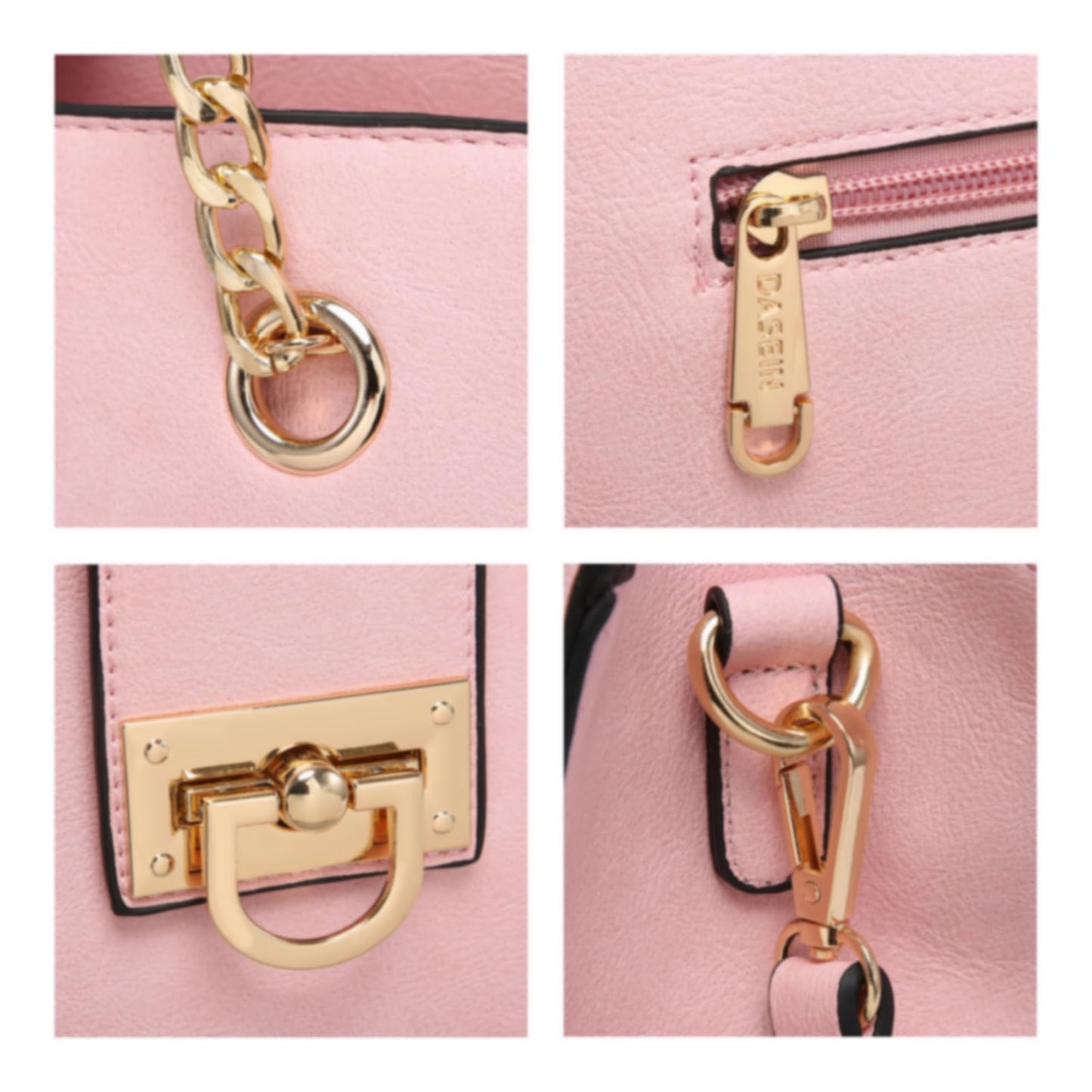 Dasein Lederhandtasche, Tragetasche, Hobo-Tasche für Damen, Schultertasche, Henkeltasche oben, Umhängetasche mit passender Clutch