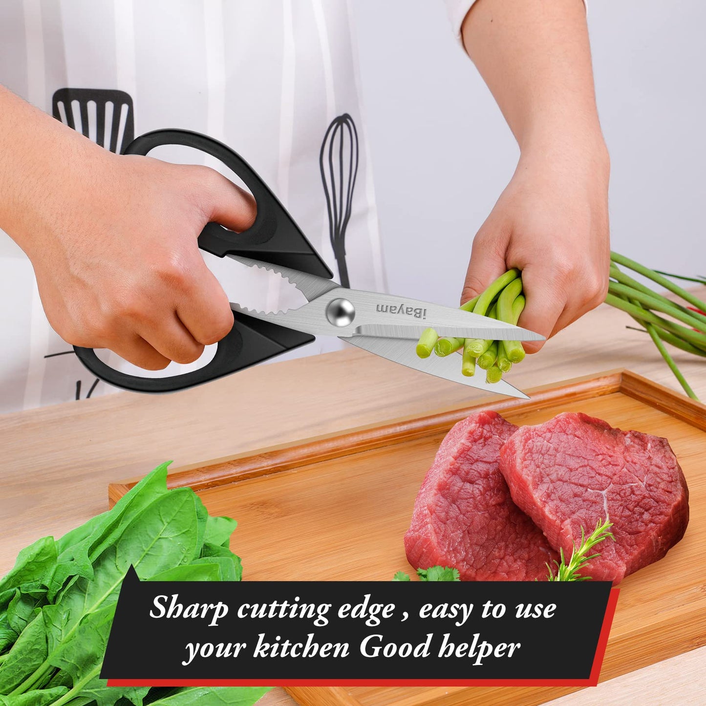 iBayam Küchenschere, Allzweck-Küchenschere, strapazierfähig, Küchen-Kochutensilien-Set, Kochutensilien, Fleisch- und Geflügelschere, spülmaschinenfeste Lebensmittel-Kochschere, Allzweckschere aus Edelstahl, Küchengeschenke