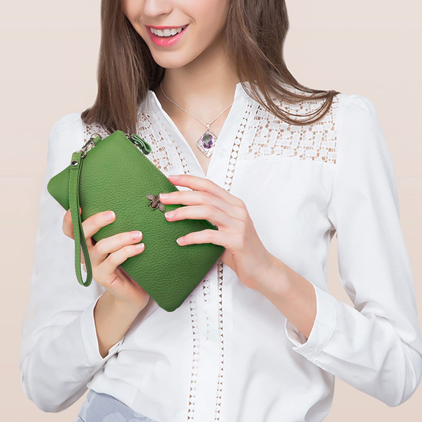 imeetu Damen-Handgelenk-Clutch, Leder, Handy-Geldbörse, Handtasche mit Handschlaufe
