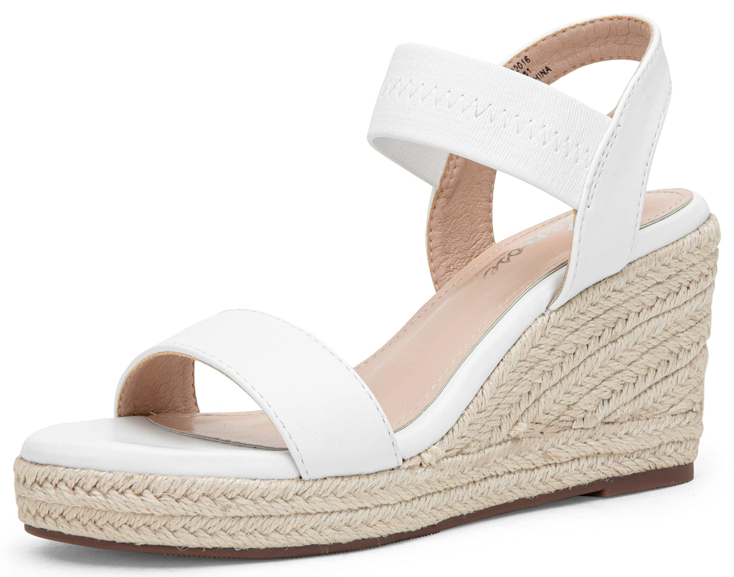 Vepose Damen 881 Keilsandalen Elastischer Fesselriemen Espadrilles Plateau Offene Zehenpartie High Heel Stretch Textil Brautschuhe