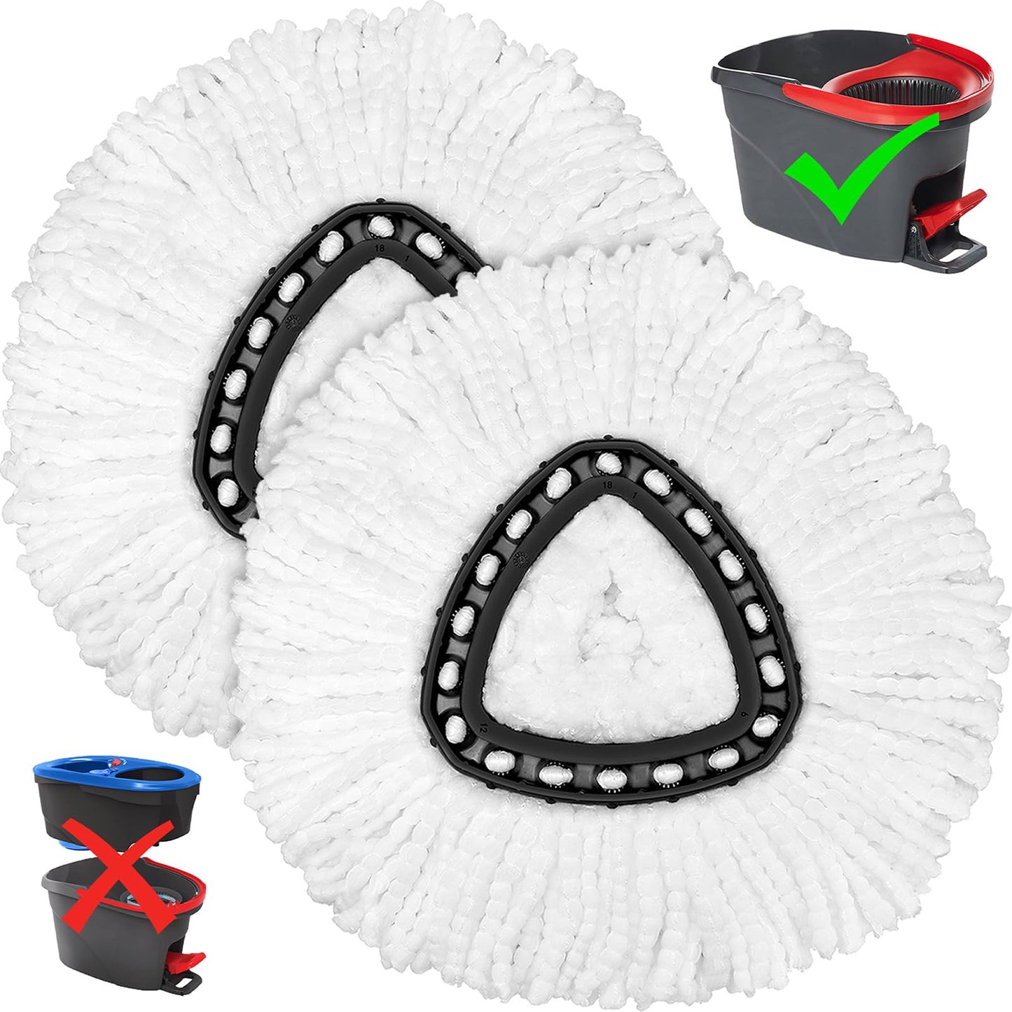 Mop Heads Replacement for O-Ceda Easy Wrin Spin Mop, Microfiber Spin Mop Refills, Easy Cleaning Mop Head Replacement (4pcs 1-Tank Mop White)