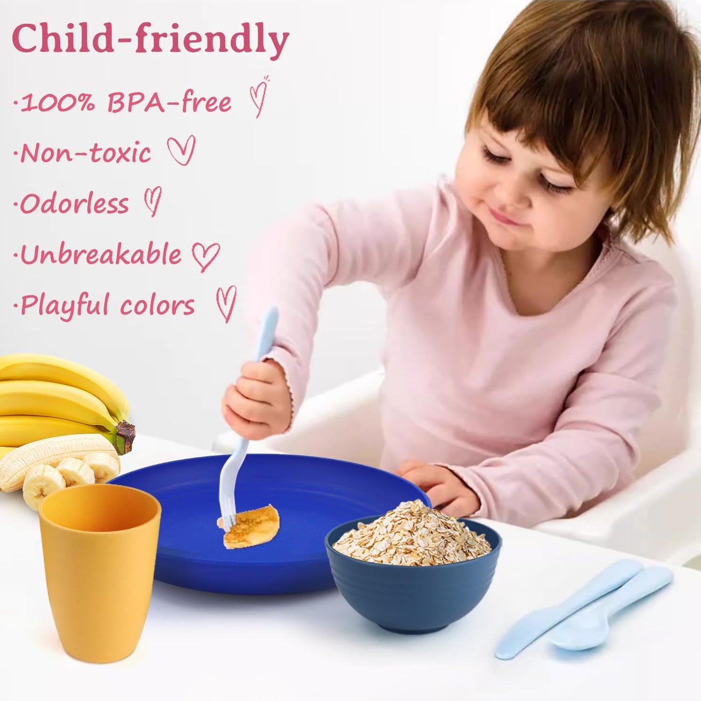 Homienly Tiefe Essteller, 8er-Set, Alternative zu Plastiktellern, mikrowellen- und spülmaschinenfeste Weizenstrohteller für die Küche, unzerbrechliche Kinderteller in 4 Farben (klassisch hell, 9 Zoll)