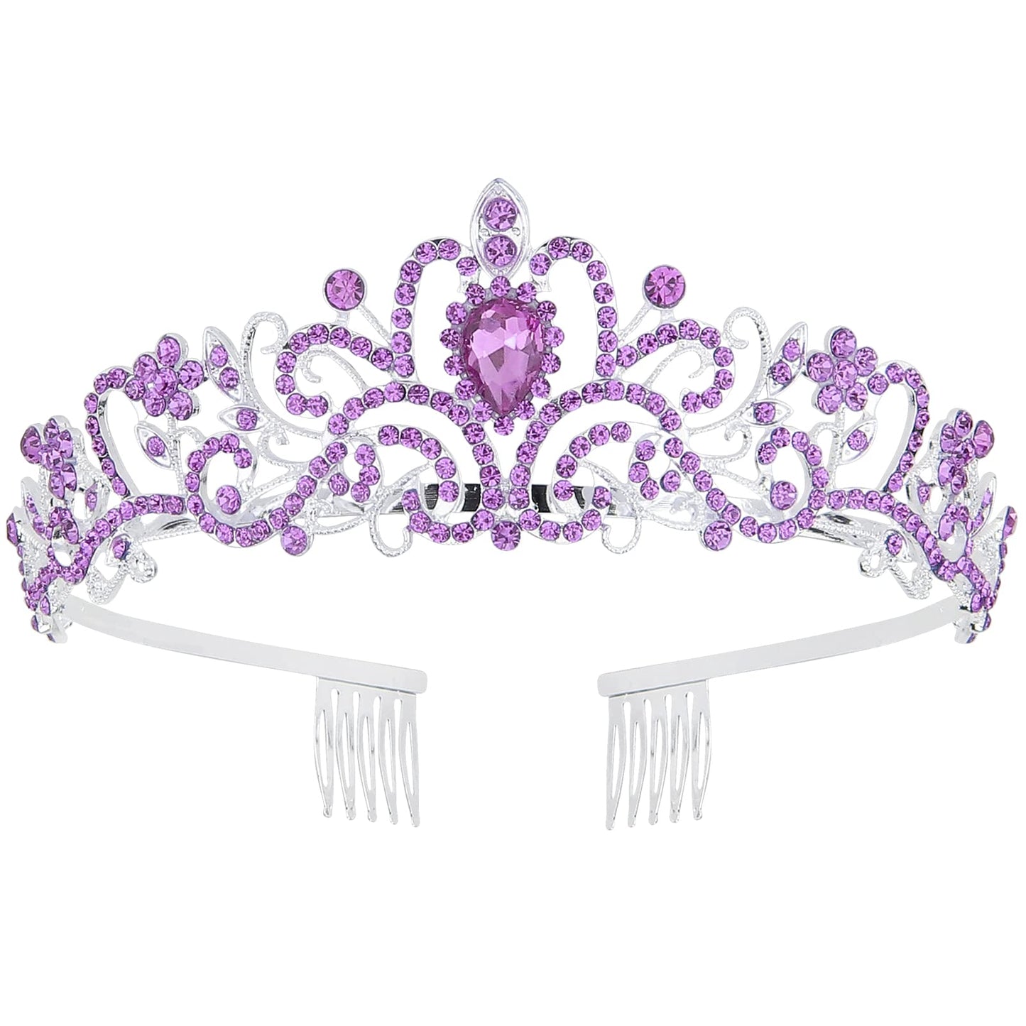 COCIDE Tiara Crystal Crowns Princess Rhinestone Crown with Combs Bride Headbands Bridal Wedding Prom Birthday Party Hair Accessories Jewelry for Women Girls (Silver)