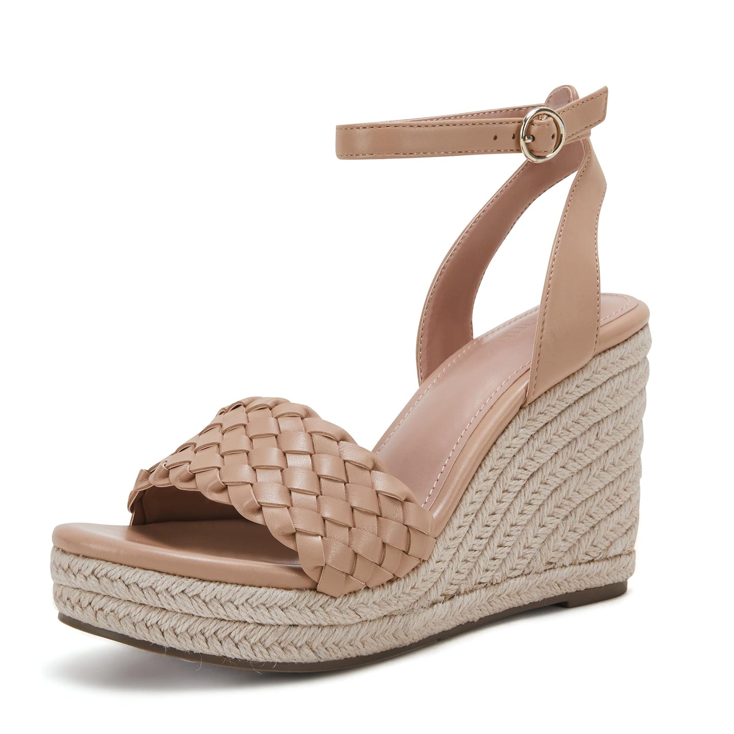 Coutgo Damen Plateau Keilsandalen Knöchelriemen Geflochtene Espadrille Schuhe