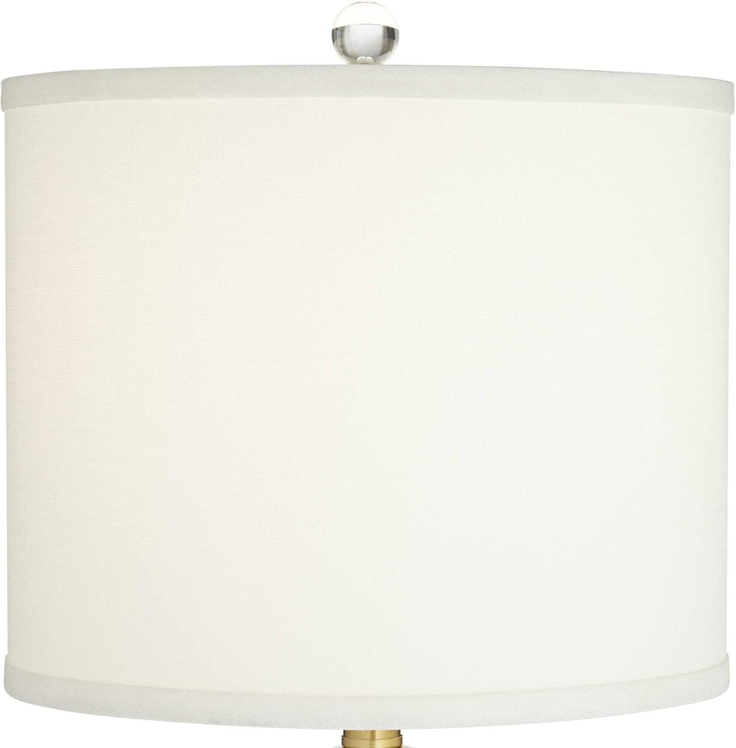 Vienna Full Spectrum Lana Modern Table Lamp 38 1/2" Tall Clear Crystal Glass Hexagonal Column White Drum Shade Decor for Living Room Bedroom House Bedside Nightstand Home Office Entryway Family