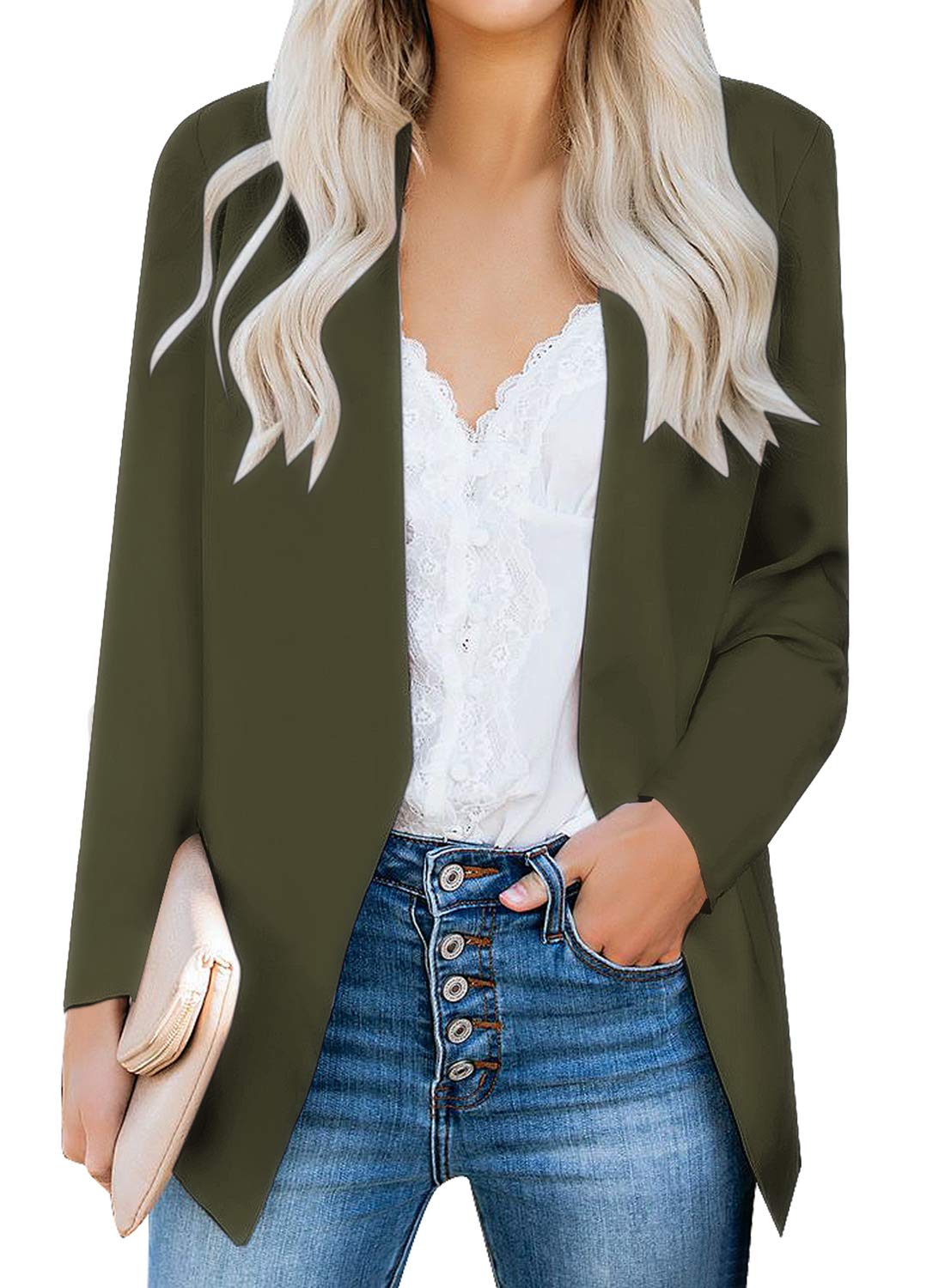 GRAPENT Damen Blazer mit offener Vorderseite, Business, Freizeit, Taschen, für die Arbeit im Büro