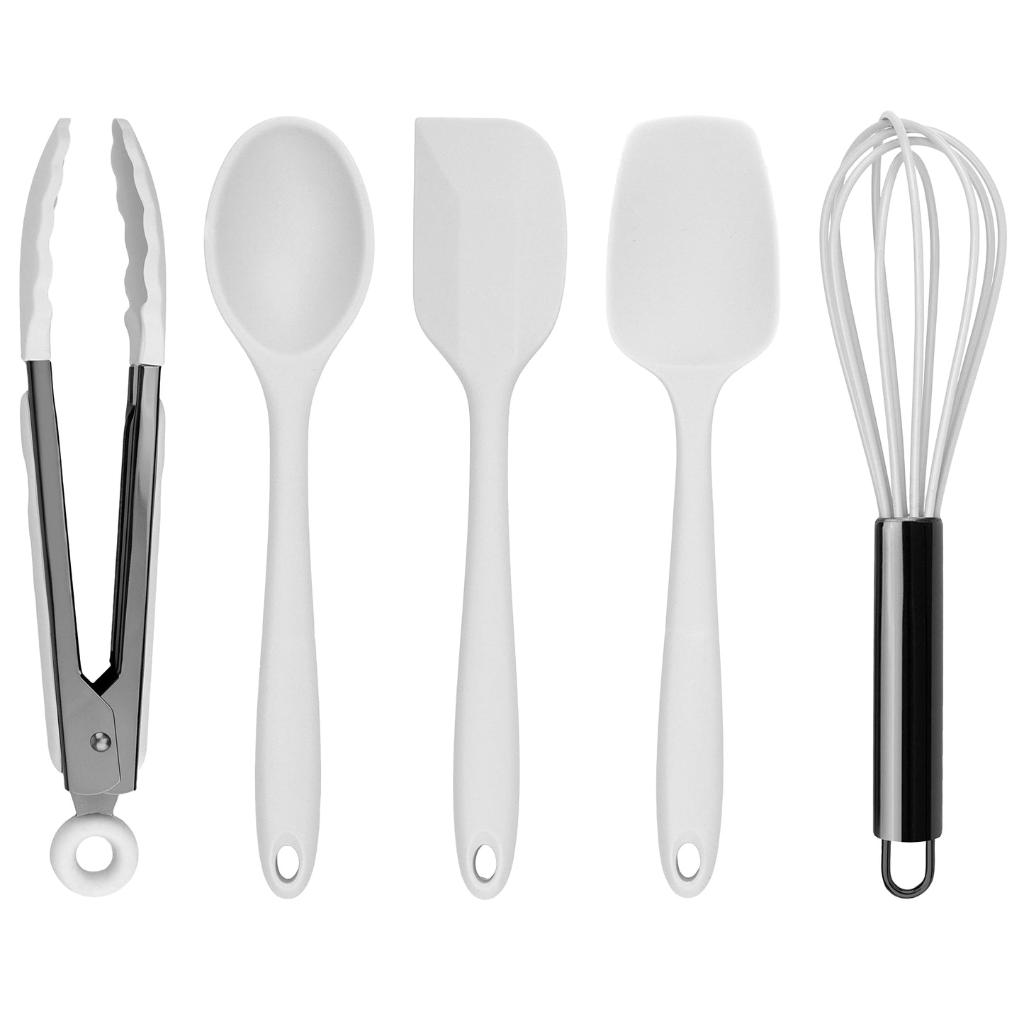 Country Kitchen Silicone Cooking Utensils - Easy to Clean Kitchen Tools, Spatula Set for Nonstick Cookware, Mini, White