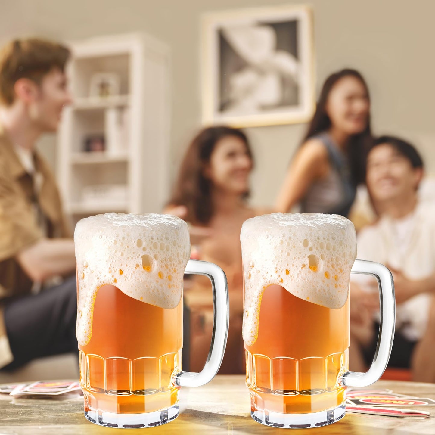 20 OZ Bierkrüge, große, klare deutsche Biergläser mit Henkel für Männer, 2er-Set