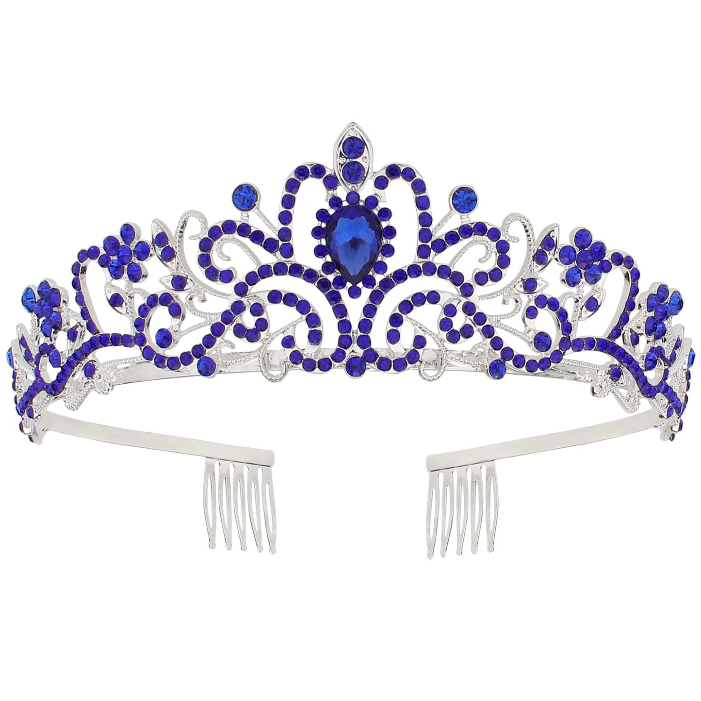 COCIDE Tiara Crystal Crowns Princess Rhinestone Crown with Combs Bride Headbands Bridal Wedding Prom Birthday Party Hair Accessories Jewelry for Women Girls (Silver)