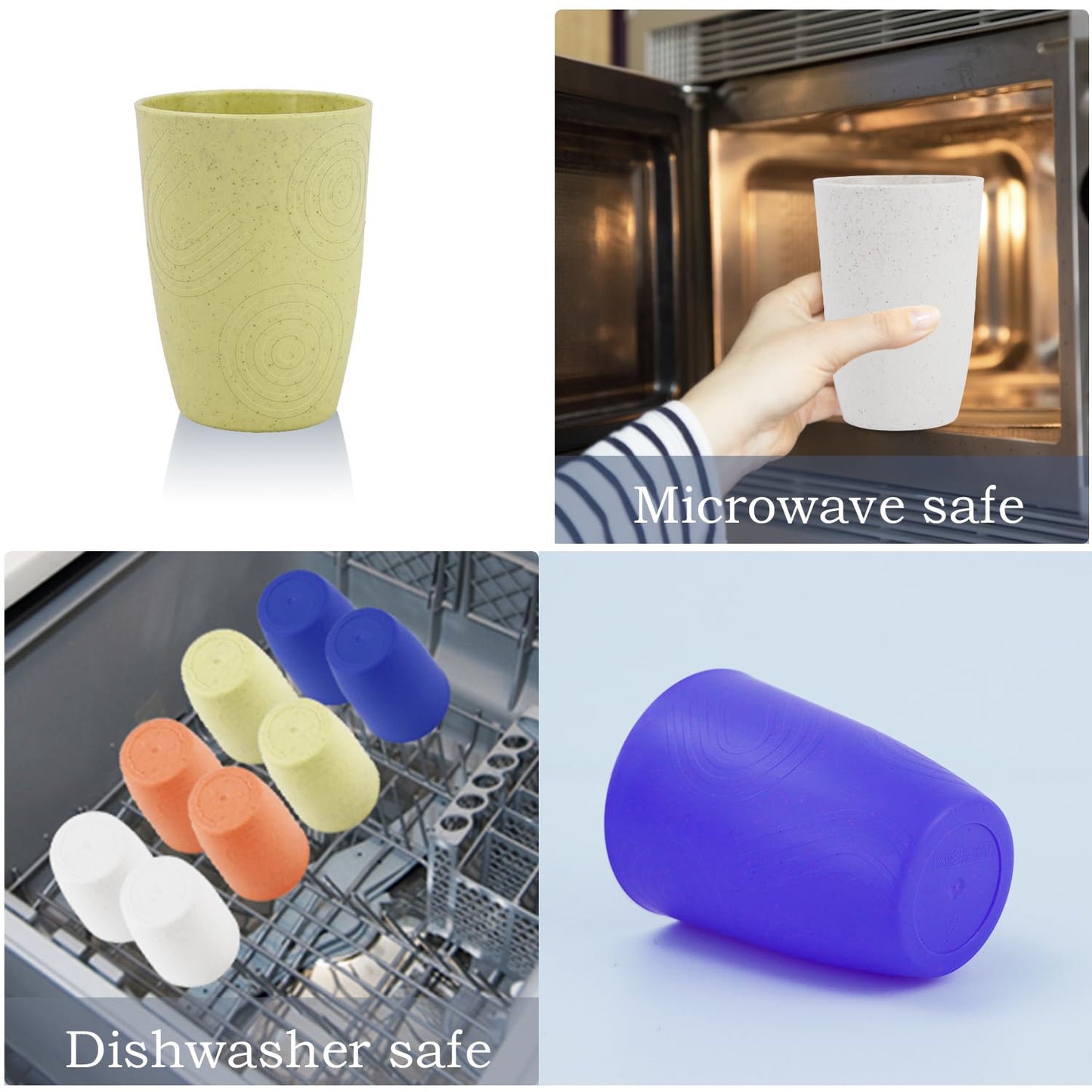 Wheat Straw Cups 8 PCS Good Alternative to Plastic Reusable Cups 20 oz Unbreakable Drinking Cup Reusable Dishwasher Safe Water Plastic Glasses Colorful Series