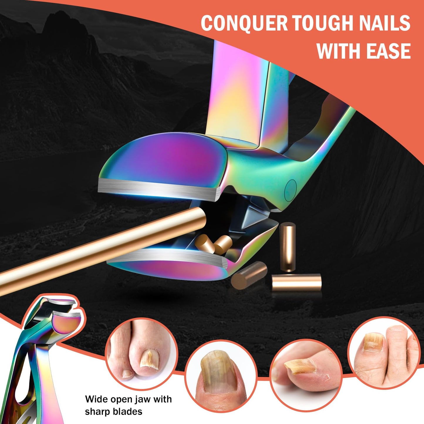 BEZOX Angled Head Toe Nail Clippers for Seniors for Thick Nails - Ergonomic Toenails Clipper for Thick Toenails, Premium Finger Nails Clipper for Adult with Catcher - Black