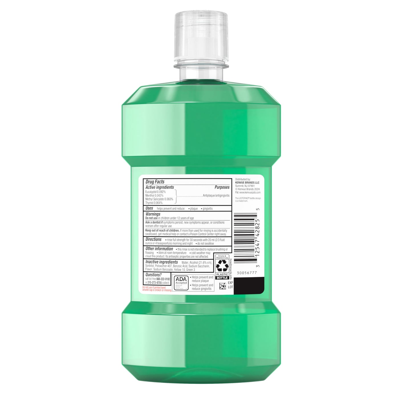 Listerine Freshburst Antiseptic Mouthwash for Bad Breath, Kills 99% of Germs That Cause Bad Breath & Fight Plaque & Gingivitis, ADA Accepted Mouthwash, Spearmint, 1 L