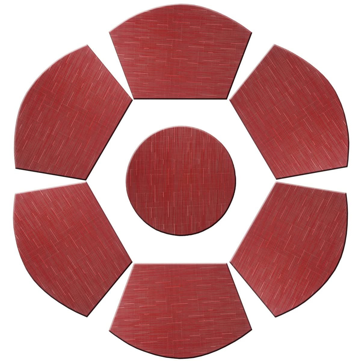 PIGCHCY Keilförmige Tischsets für den Esstisch, kreuzgewebt, waschbares Vinyl-Tischset, hitzebeständig, runde Tischsets, 4er-Set (Silbergrau)
