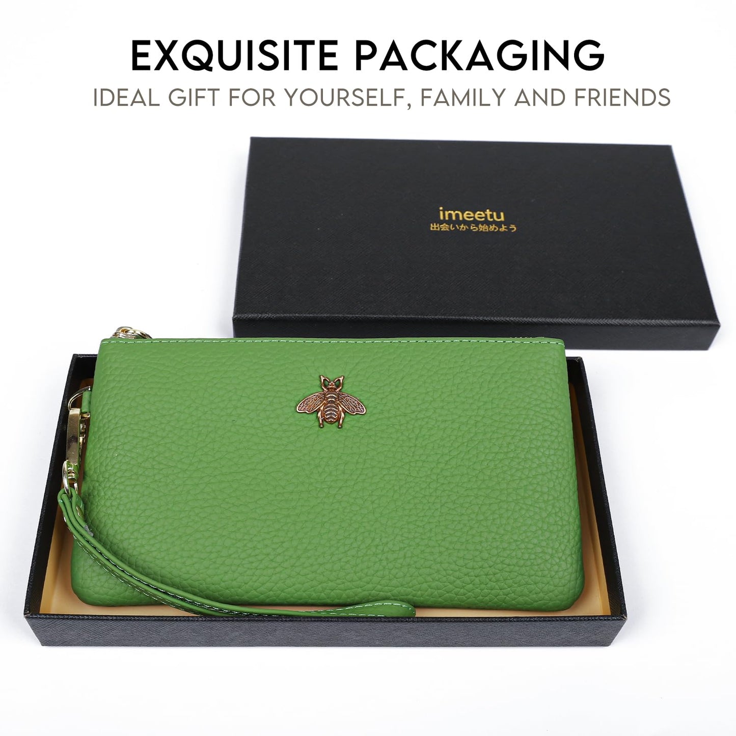 imeetu Damen-Handgelenk-Clutch, Leder, Handy-Geldbörse, Handtasche mit Handschlaufe