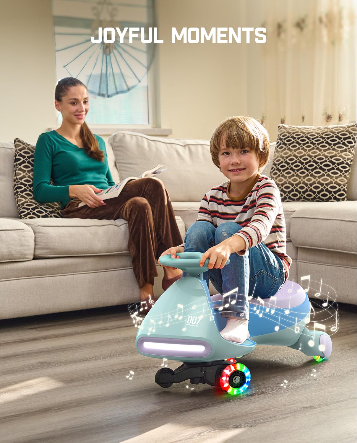 12V N7 Pro Electric Wiggle Car – Pedal-Powered Fun for Kids, Lights & Bluetooth Ride-On (by Fanttik)