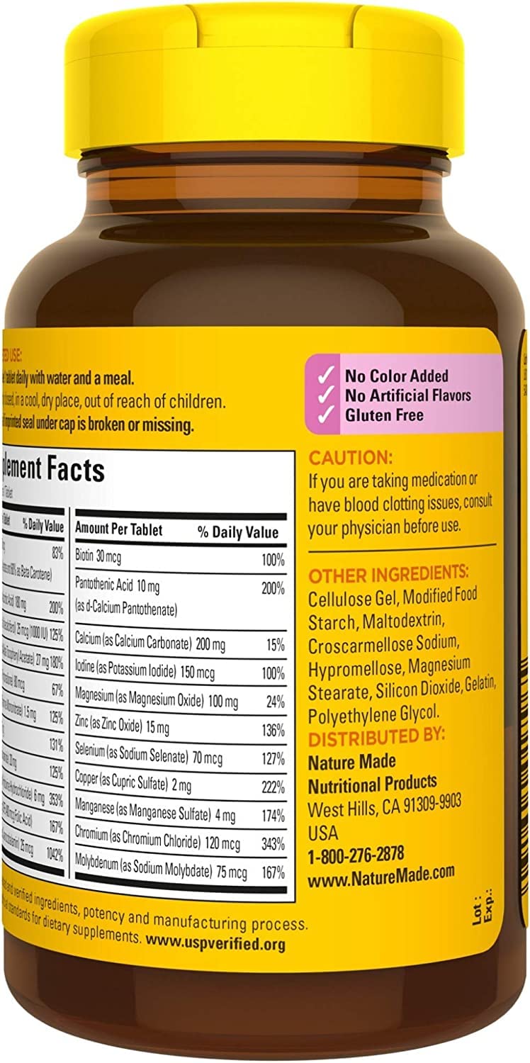 Nature Made Multivitamin für Sie ab 50 ohne Eisen, Multivitamin für Frauen zur täglichen Nährstoffunterstützung, Multivitamin für Frauen, 90 Tabletten, 90-Tage-Vorrat
