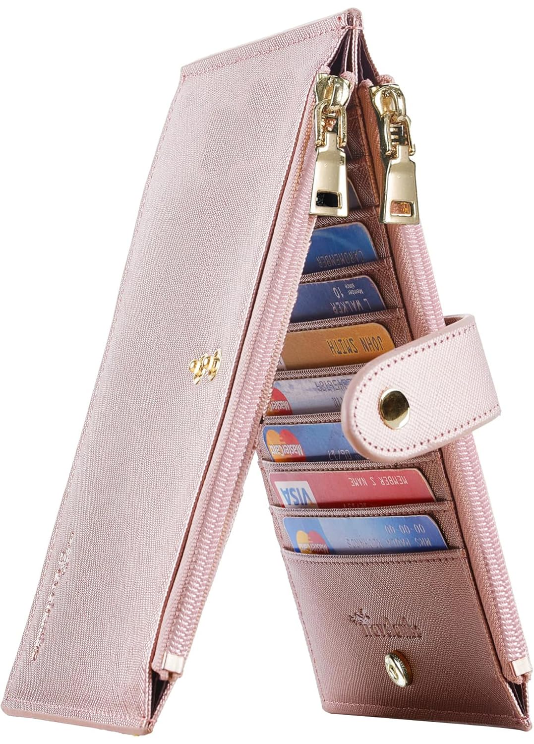 Travelambo RFID Wallet Women Large Size Bifold Multi Card Wallet Case with Zipper Pocke Credit Card Holder for Women