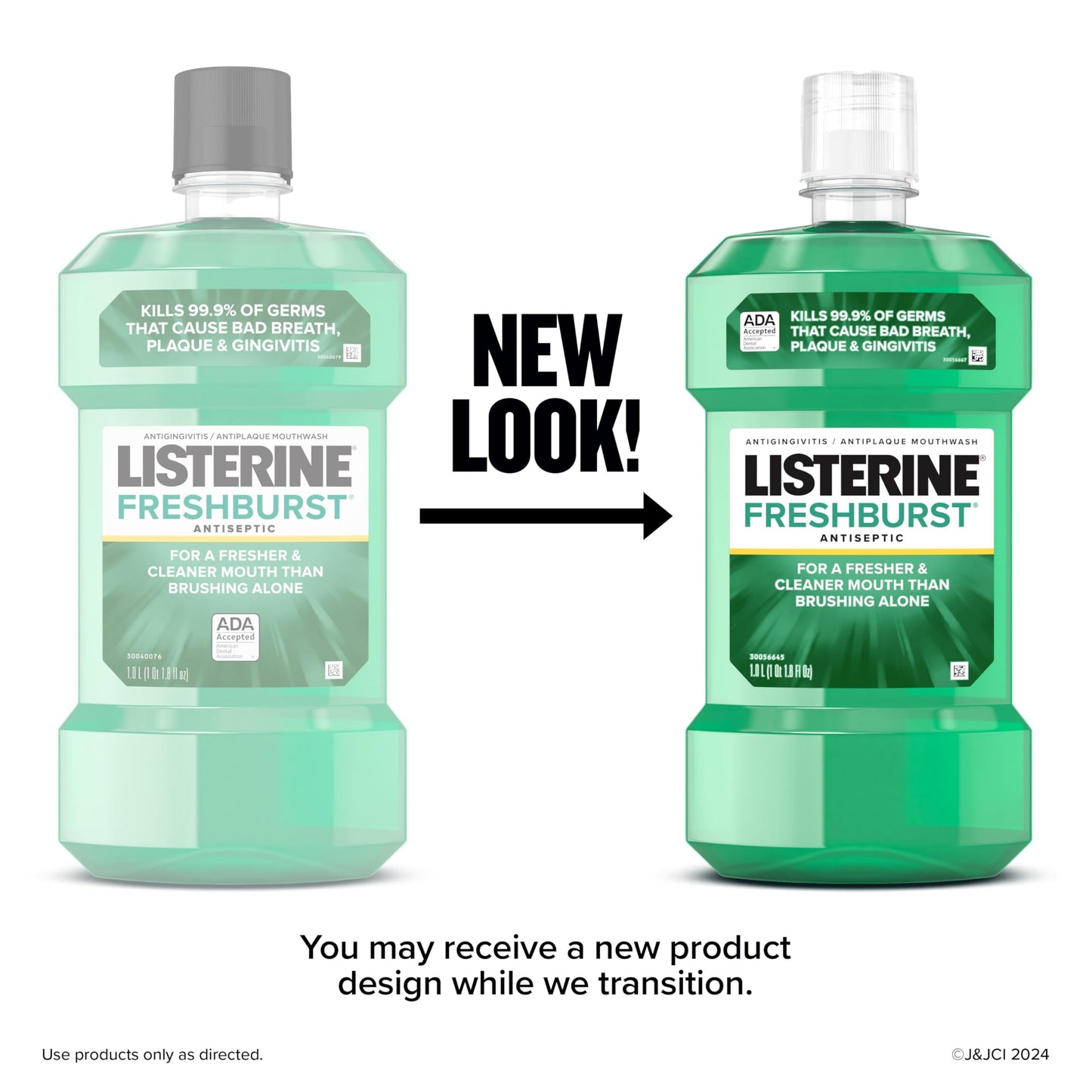 Listerine Freshburst Antiseptic Mouthwash for Bad Breath, Kills 99% of Germs That Cause Bad Breath & Fight Plaque & Gingivitis, ADA Accepted Mouthwash, Spearmint, 1 L