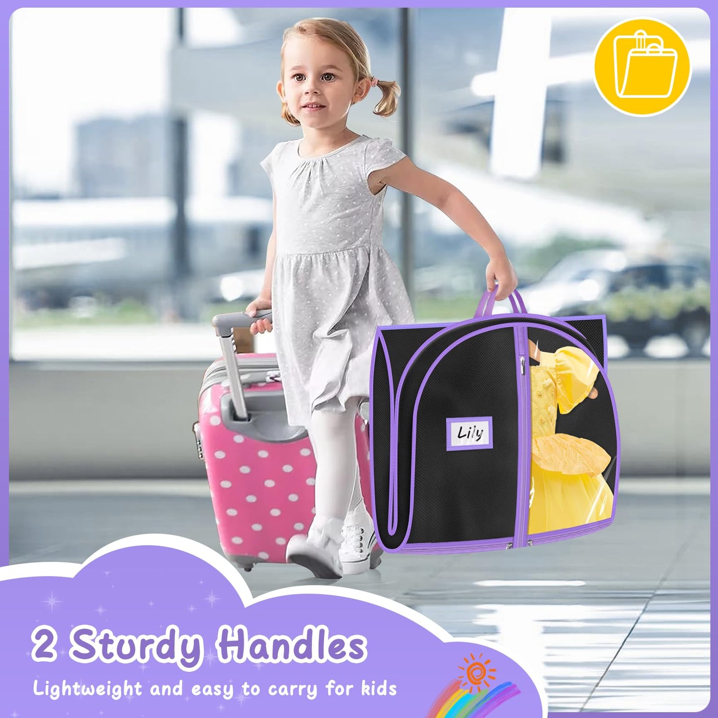 MISSLO Dance Garment Bags for Dancers with 4 Pockets Garment Bags for Dance Costumes 40" Cheer Uniform Garment Bag Hanging Kids Garment Bag for Recital, Competition, Travel, Storage (1, Black)