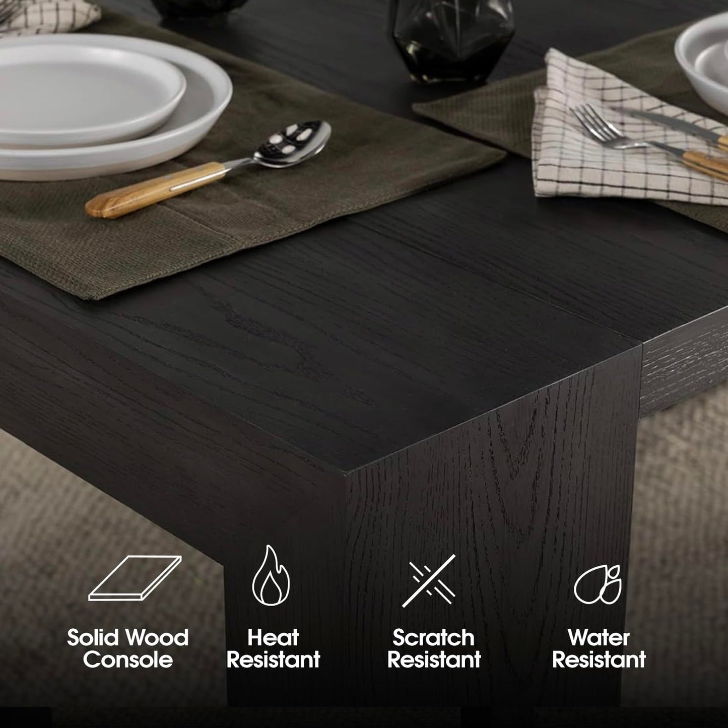 Transformer Table Esstisch-Set für 4 bis 12, ausziehbarer Esstisch aus Holz mit ausziehbarer Bank, Möbel für kleine Räume, Küchentisch-Set (Dunkelgrau, Tisch + Bank)