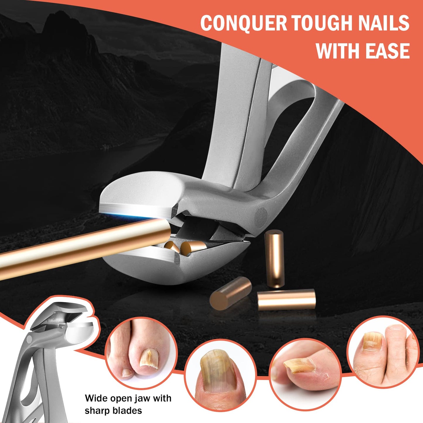 BEZOX Angled Head Toe Nail Clippers for Seniors for Thick Nails - Ergonomic Toenails Clipper for Thick Toenails, Premium Finger Nails Clipper for Adult with Catcher - Black