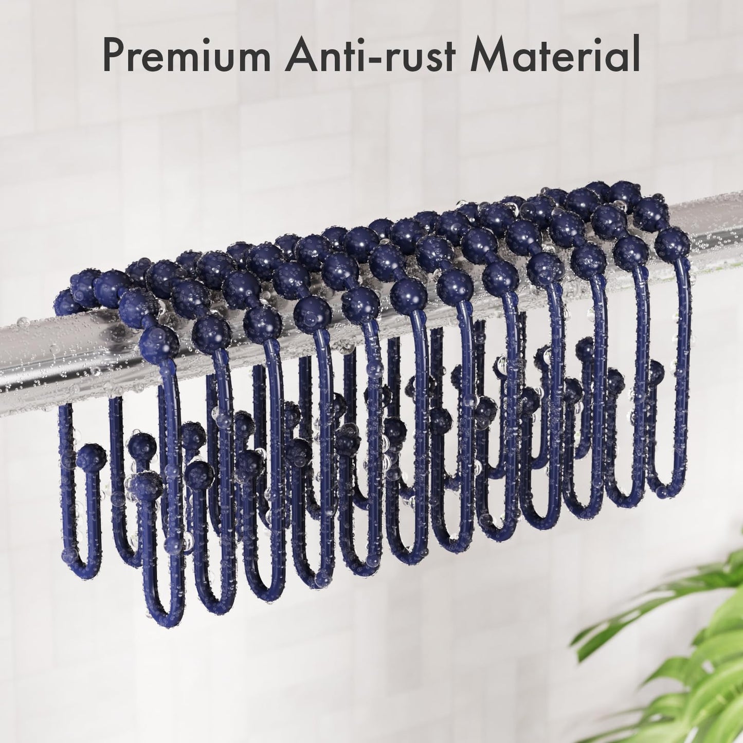 AmazerBath Duschvorhanghaken, Duschvorhangringe aus Metall, rostfrei, doppelseitige Duschvorhanghaken für Duschvorhangeinlage, glatte Duschhakenringe aus gebürstetem Nickel für Badezimmer, 12er-Set
